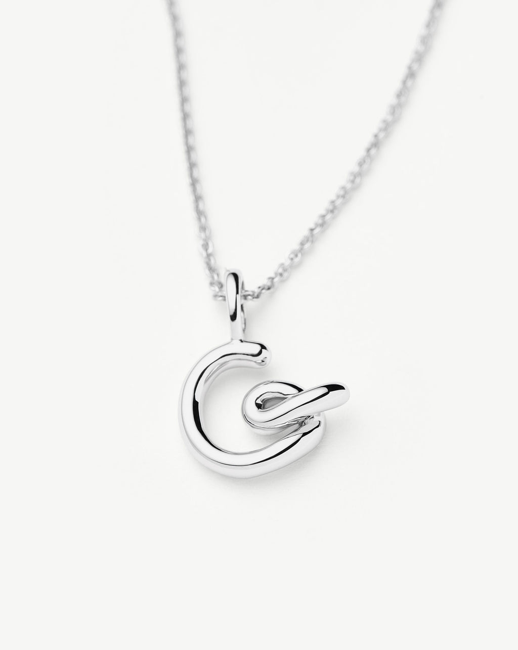 Curly Molten Mini Initial Necklace - G  | Sterling Silver