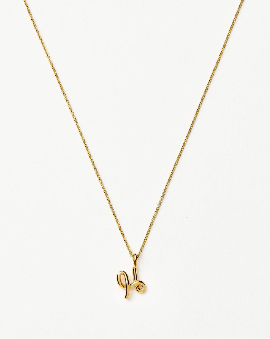 Curly Molten Mini Initial Necklace - H | 18k Gold Vermeil