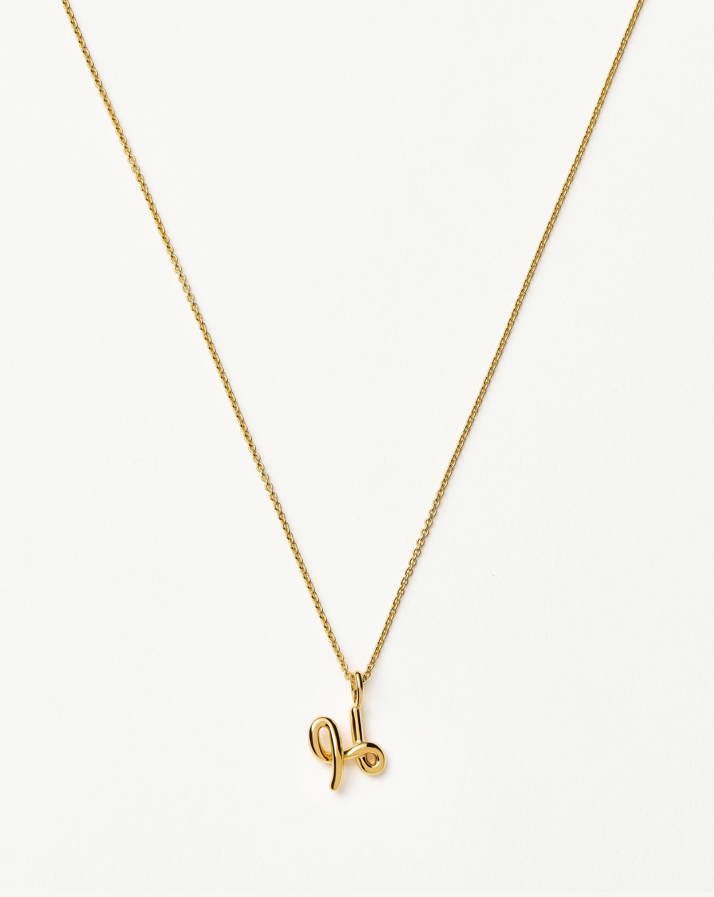 Curly Molten Mini Initial Necklace - H | 18k Gold Vermeil