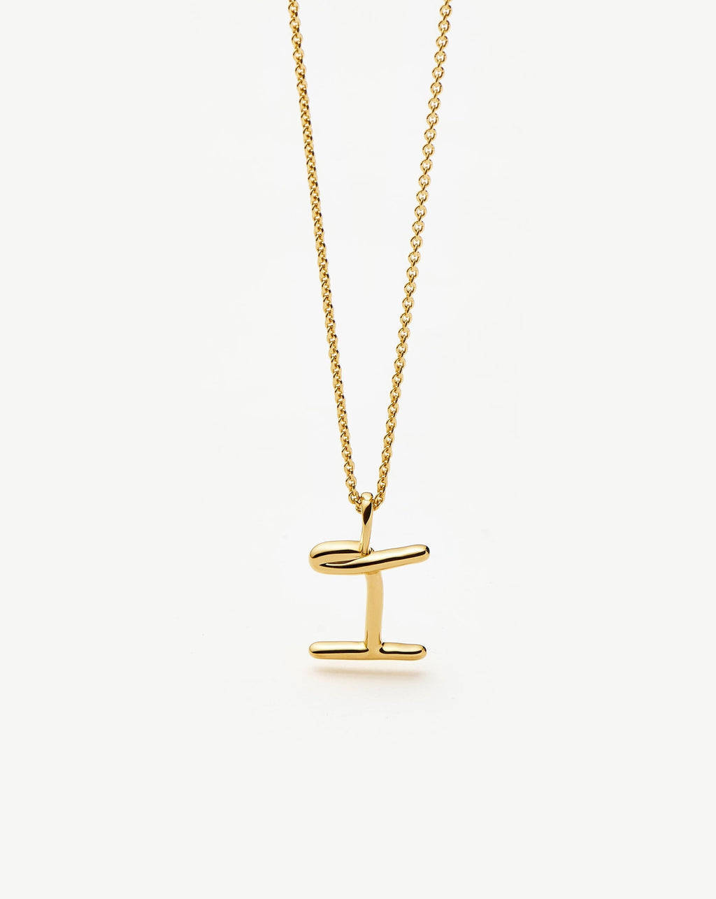 Curly Molten Mini Initial Necklace - I | 18k Gold Vermeil