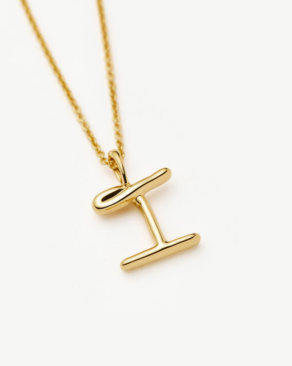 Curly Molten Mini Initial Necklace - I | 18k Gold Vermeil