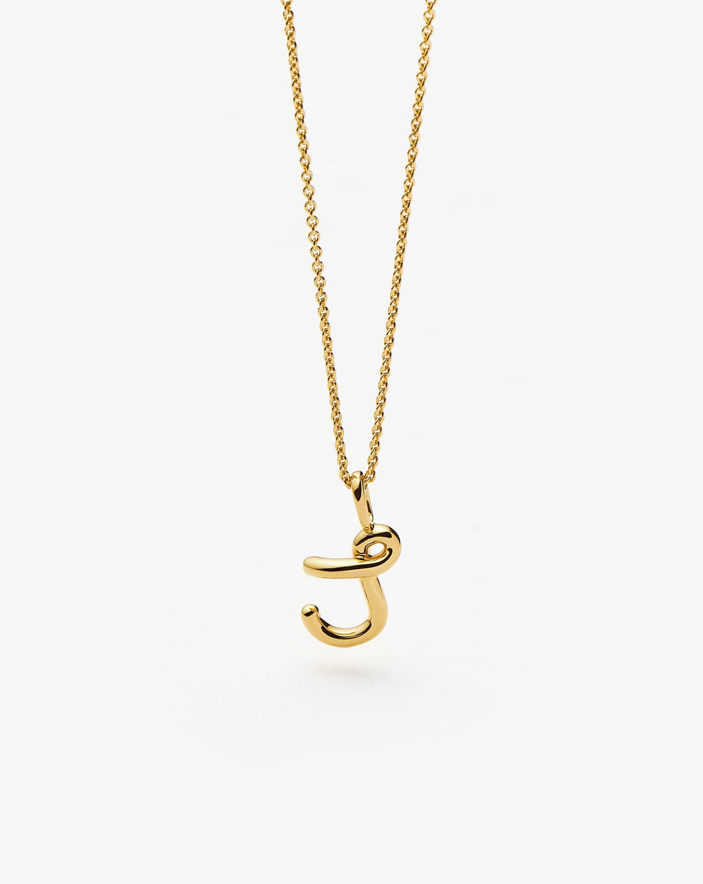 Curly Molten Mini Initial Necklace - J | 18k Gold Vermeil