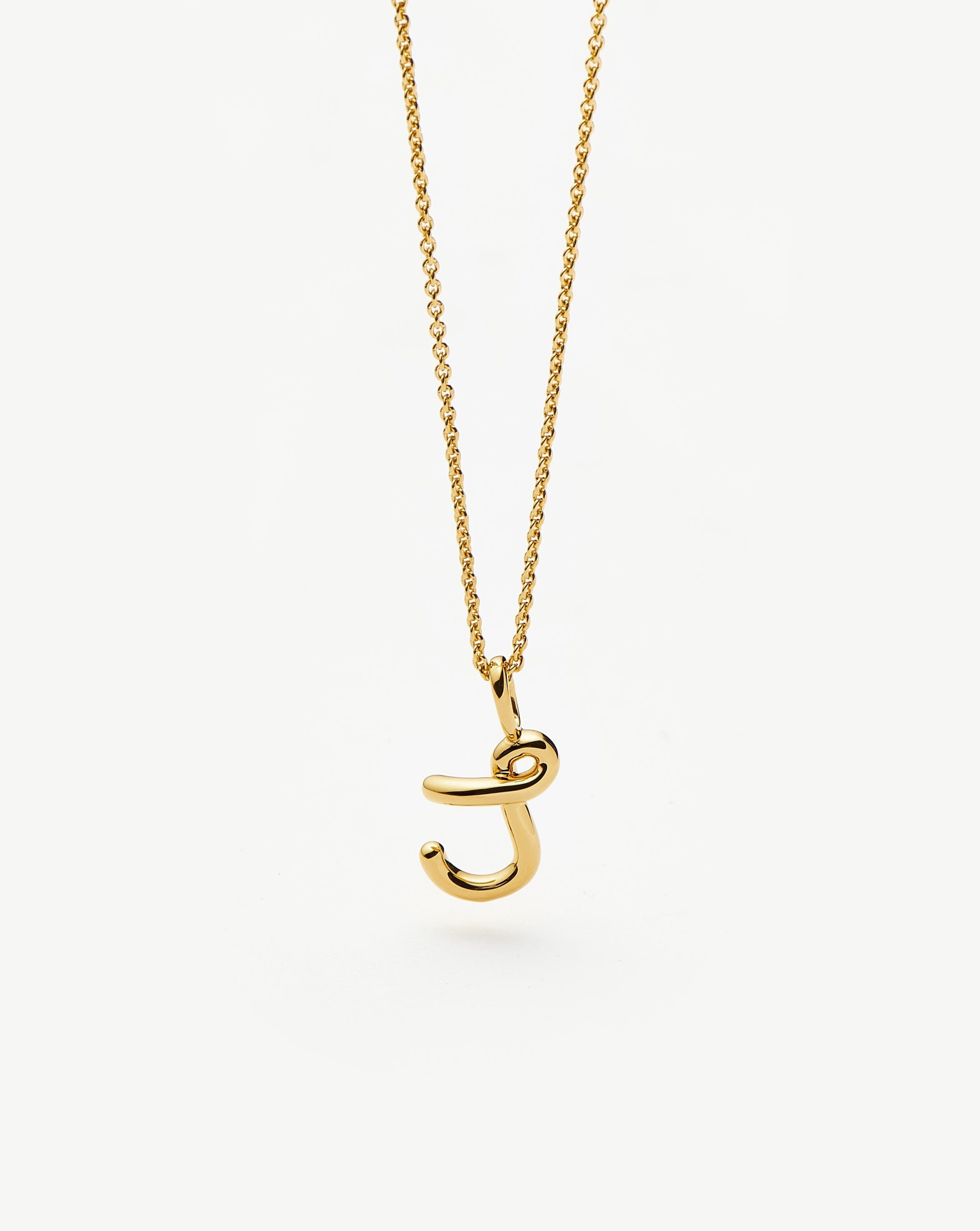 Curly Molten Mini Initial Necklace - J | 18k Gold Vermeil