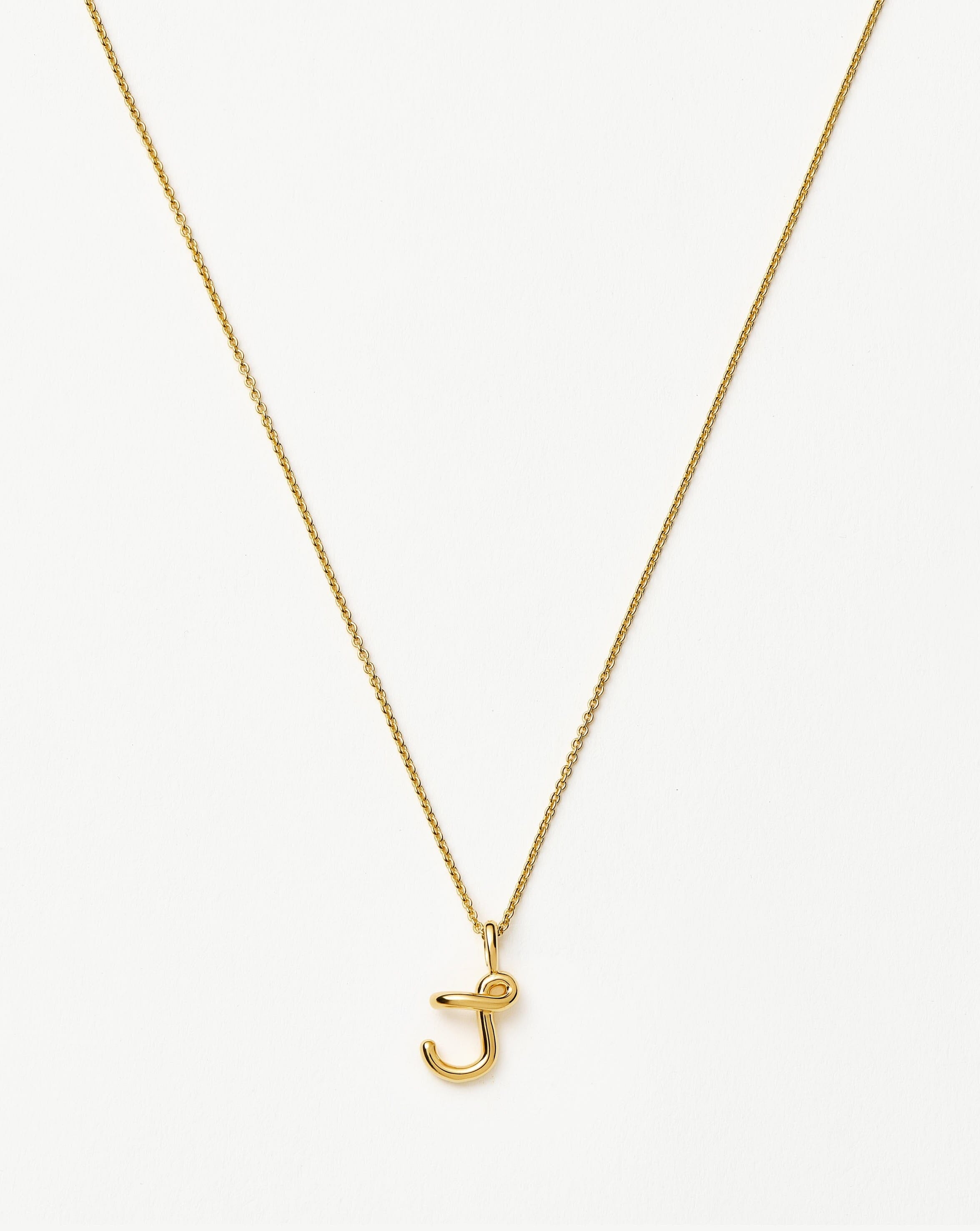 Curly Molten Mini Initial Necklace - J | 18k Gold Vermeil