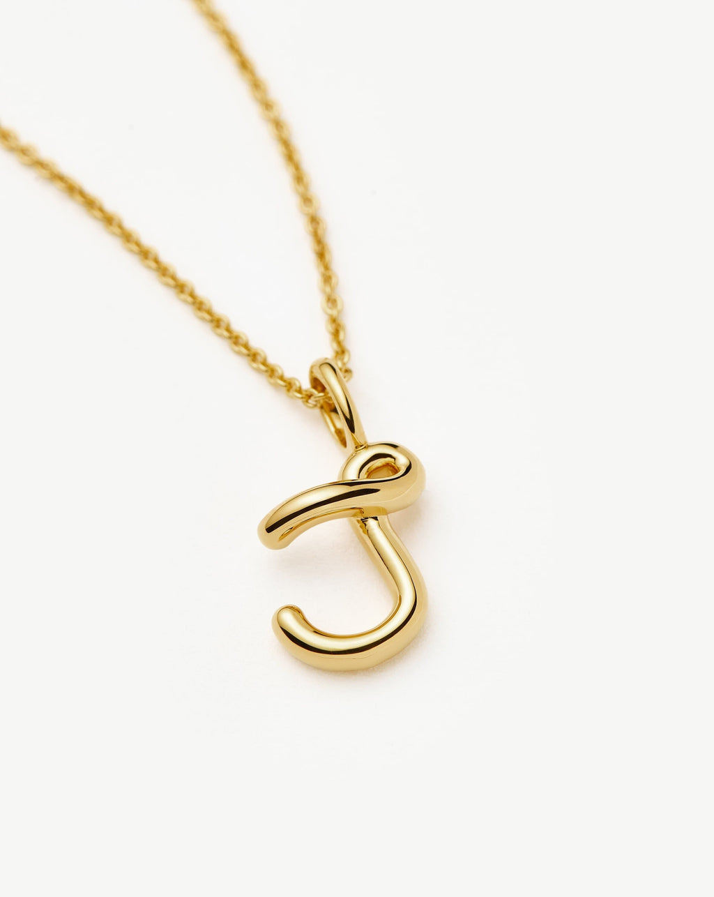 Curly Molten Mini Initial Necklace - J | 18k Gold Vermeil
