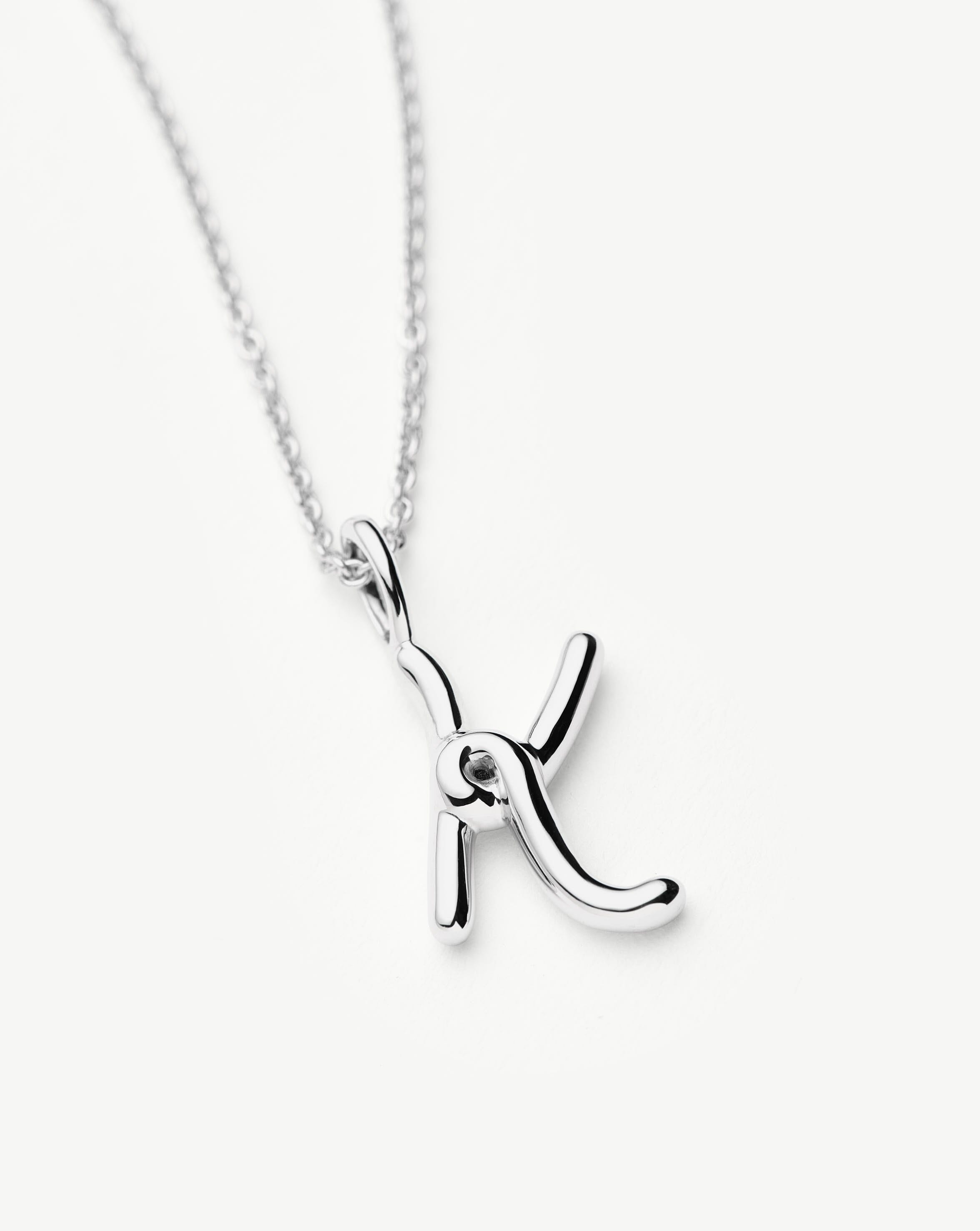 Curly Molten Mini Initial Necklace - K | Sterling Silver