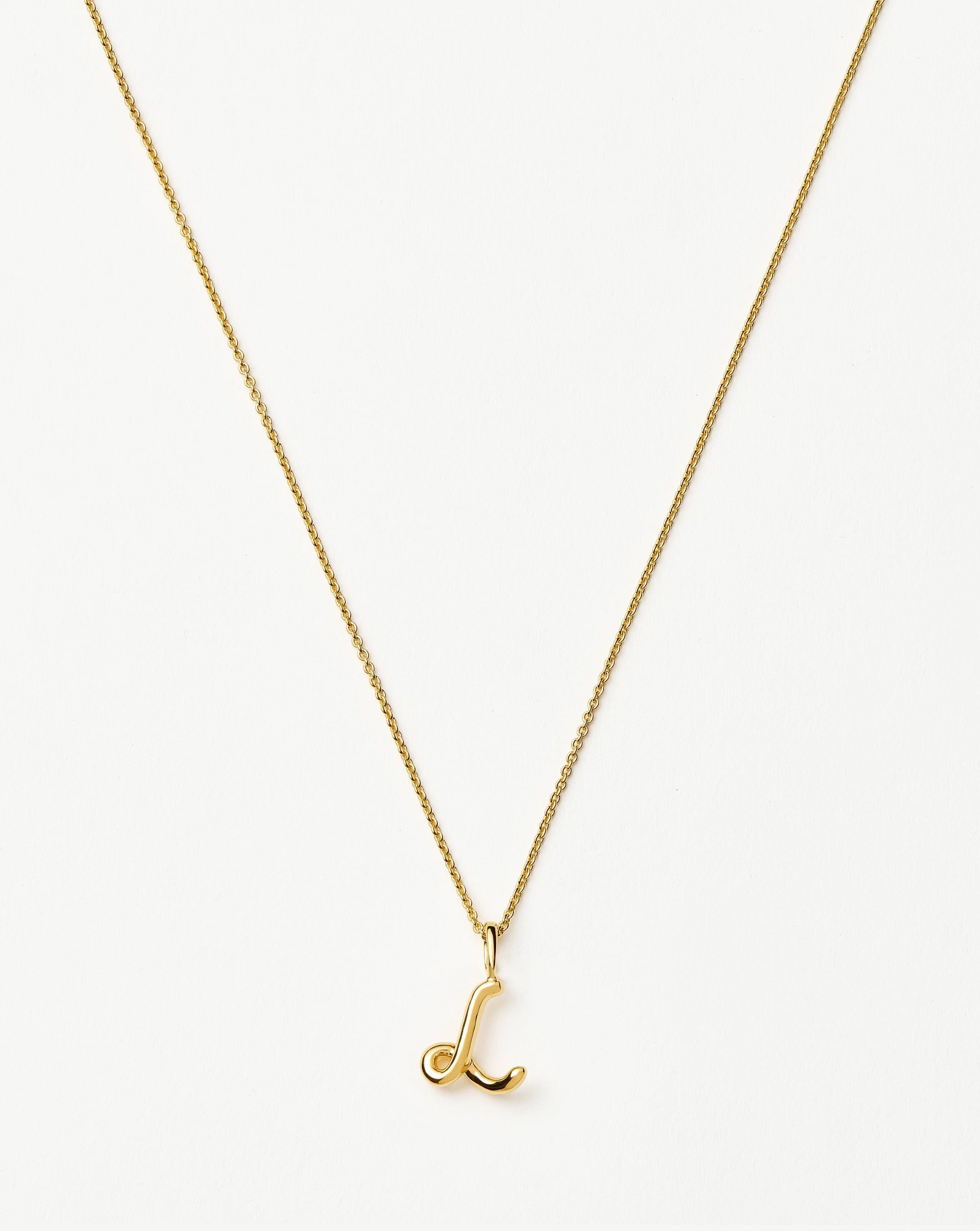 Curly Molten Mini Initial Necklace - L |18k Gold Vermeil