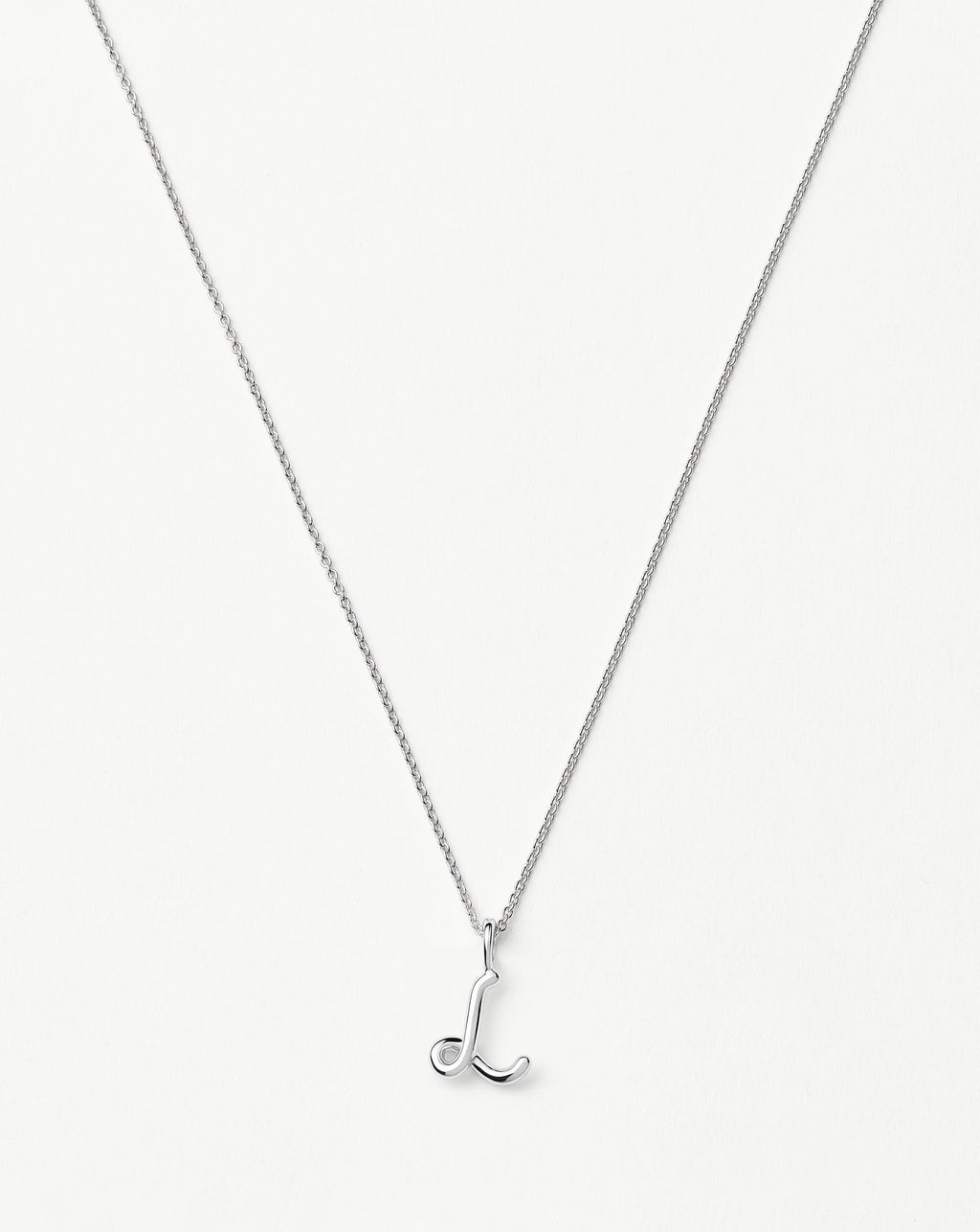 Curly Molten Mini Initial Necklace - L | Sterling Silver