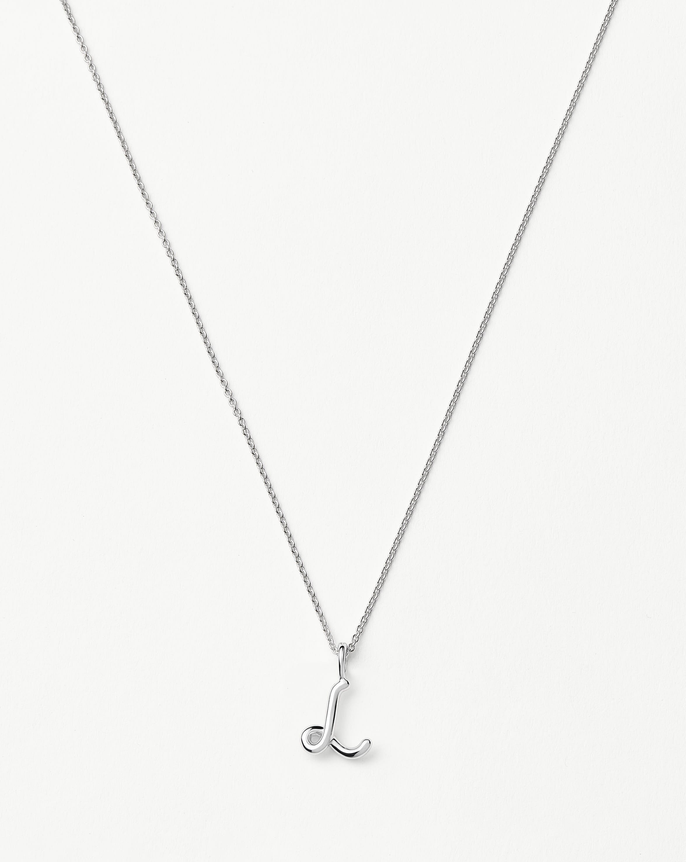 Curly Molten Mini Initial Necklace - L | Sterling Silver
