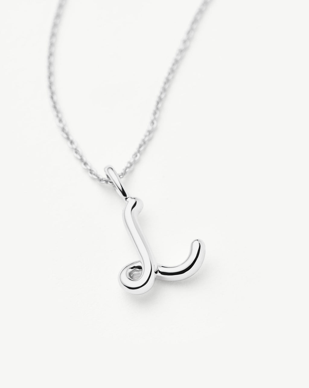 Curly Molten Mini Initial Necklace - L | Sterling Silver