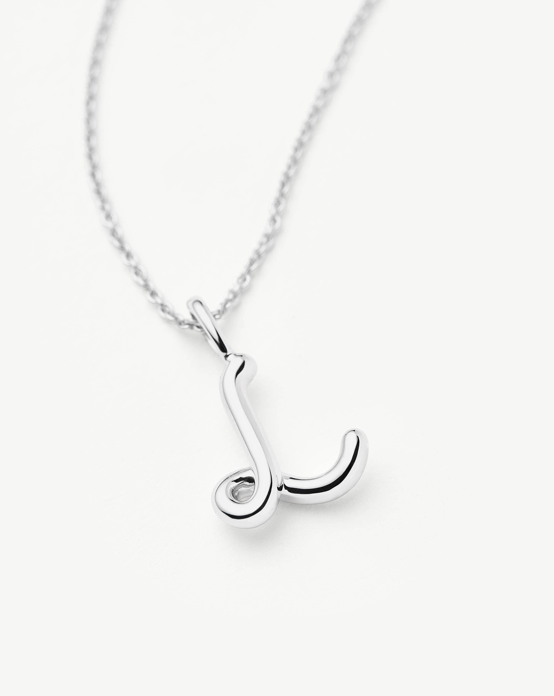 Curly Molten Mini Initial Necklace - L | Sterling Silver