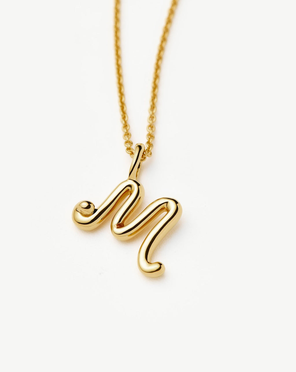 Curly Molten Mini Initial Necklace - M | 18k Gold Vermeil