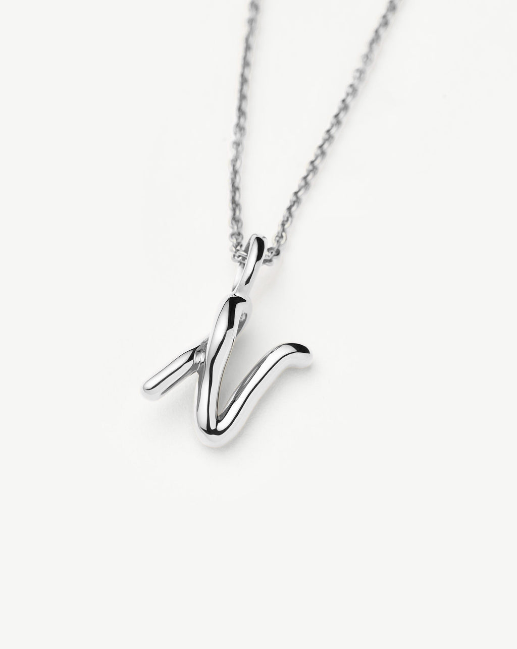 Curly Molten Mini Initial Necklace - N | Sterling Silver