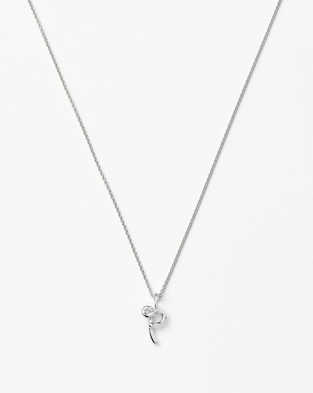 Curly Molten Mini Initial Necklace - P | Sterling Silver