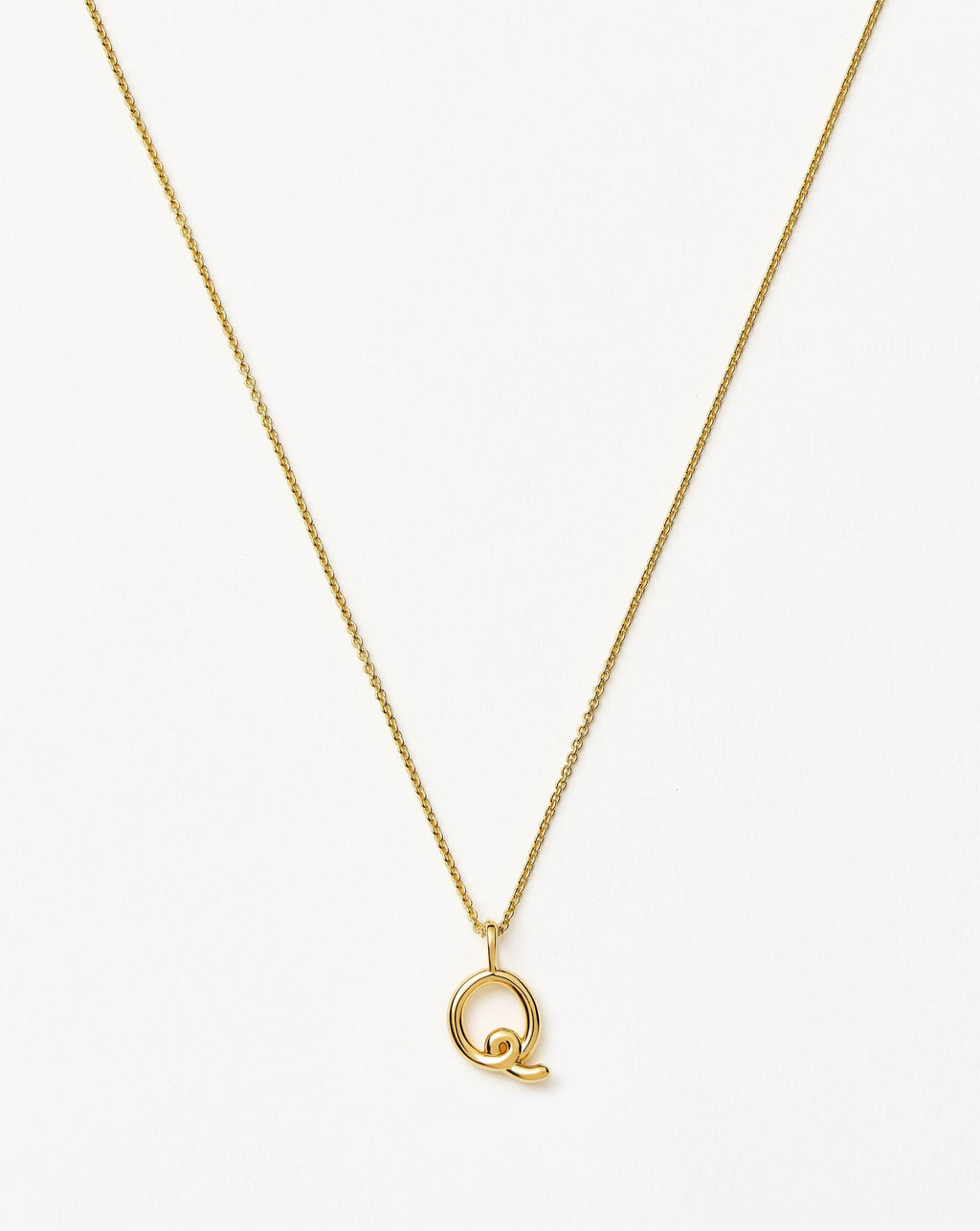 Curly Molten Mini Initial Necklace - Q | 18k Gold Vermeil