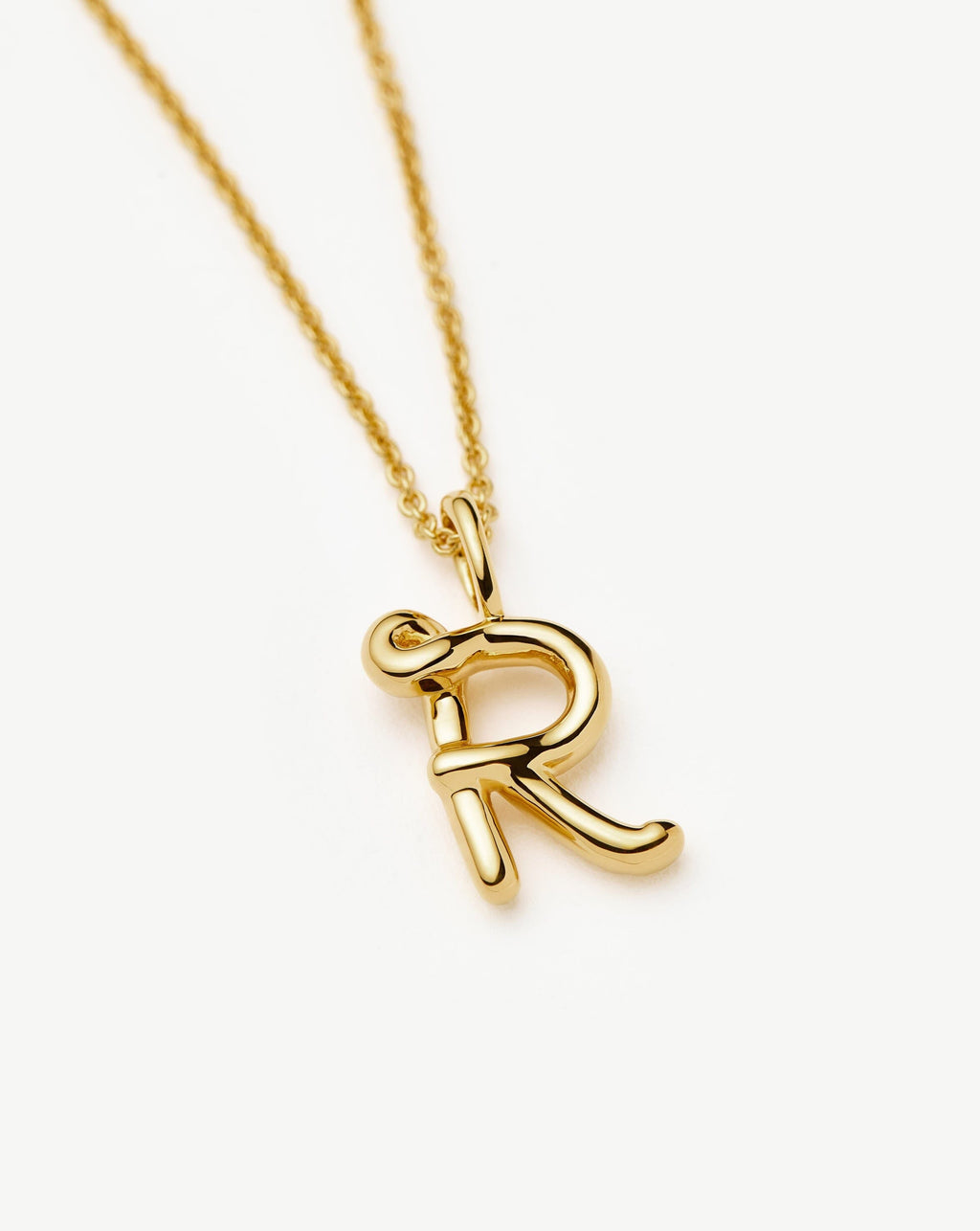 Curly Molten Mini Initial Necklace - R | 18k Gold Vermeil