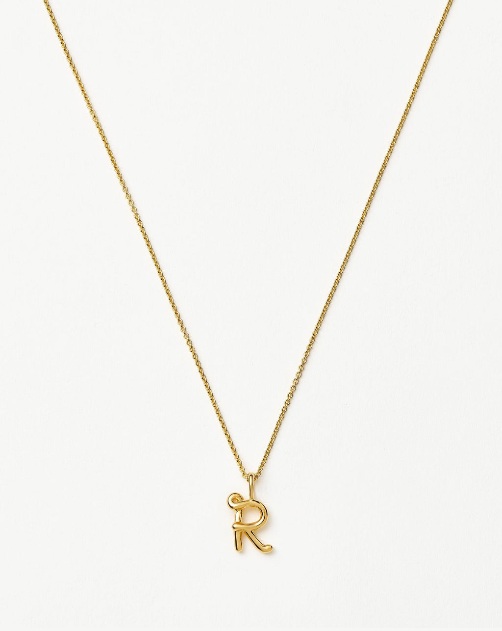 Curly Molten Mini Initial Necklace - R | 18k Gold Vermeil