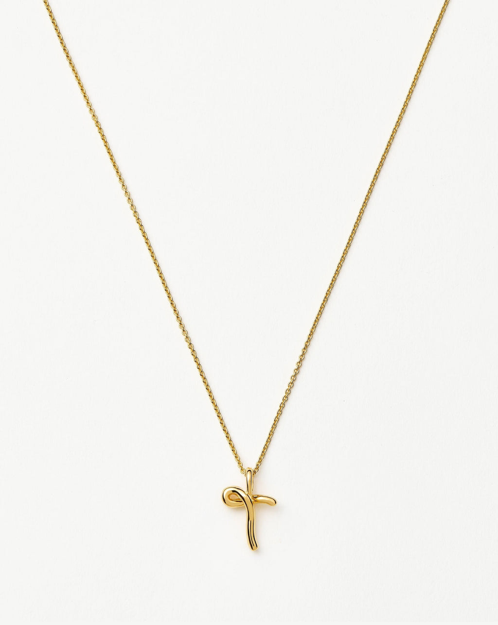 Curly Molten Mini Initial Necklace - T | 18k Gold Vermeil