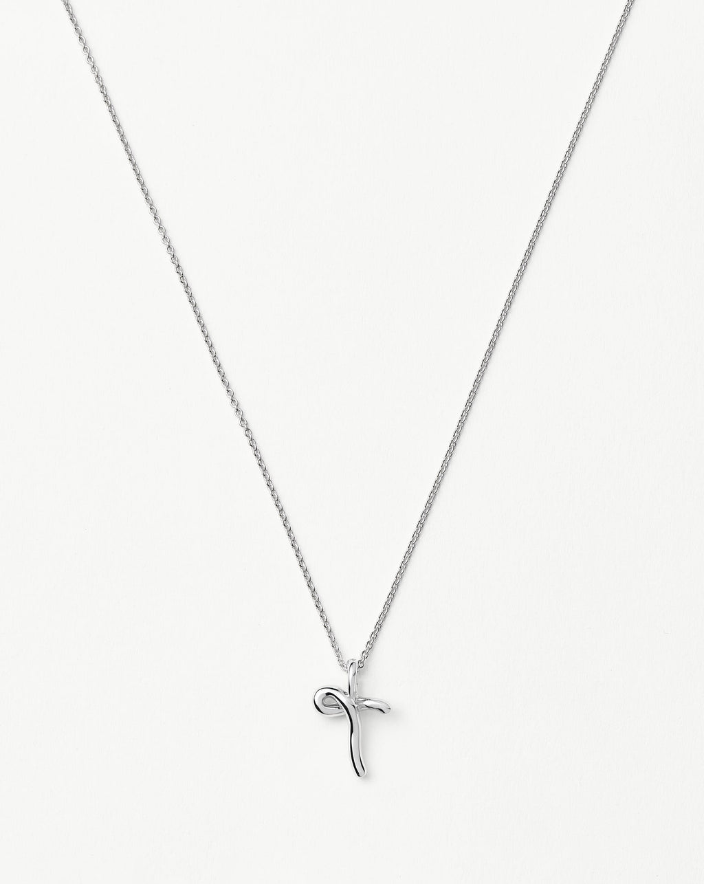 Curly Molten Mini Initial Necklace - T | Sterling Silver