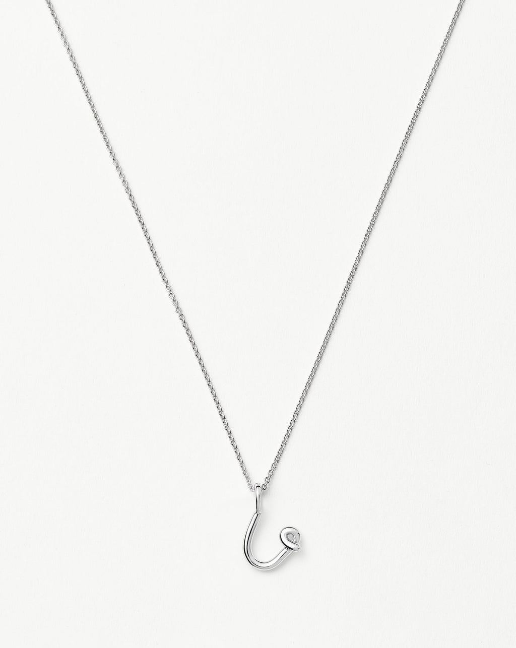 Curly Molten Mini Initial Necklace - U | Sterling Silver