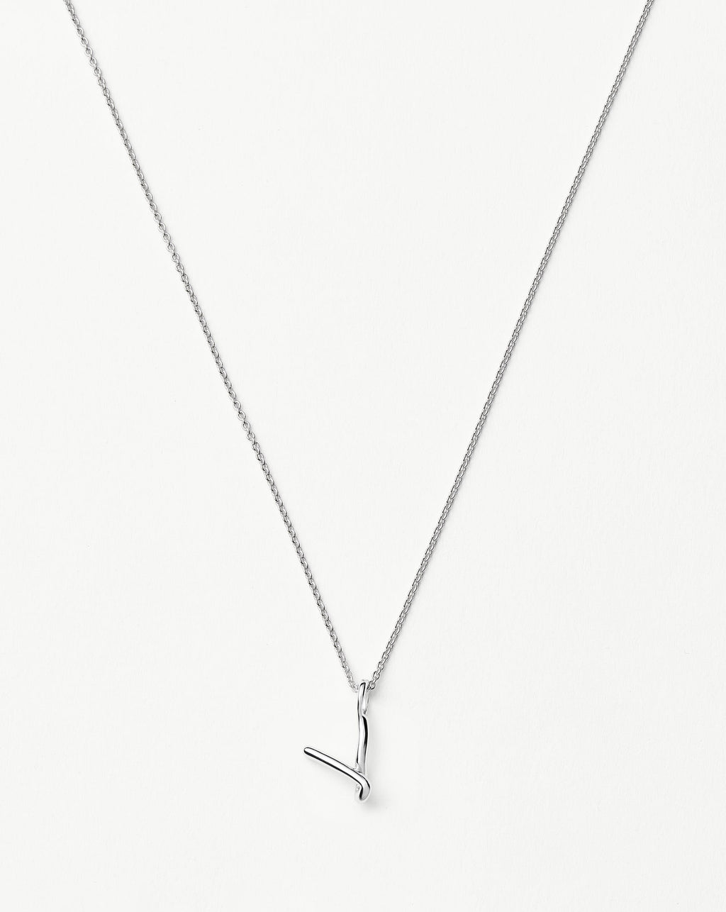 Curly Molten Mini Initial Necklace - V | Sterling Silver