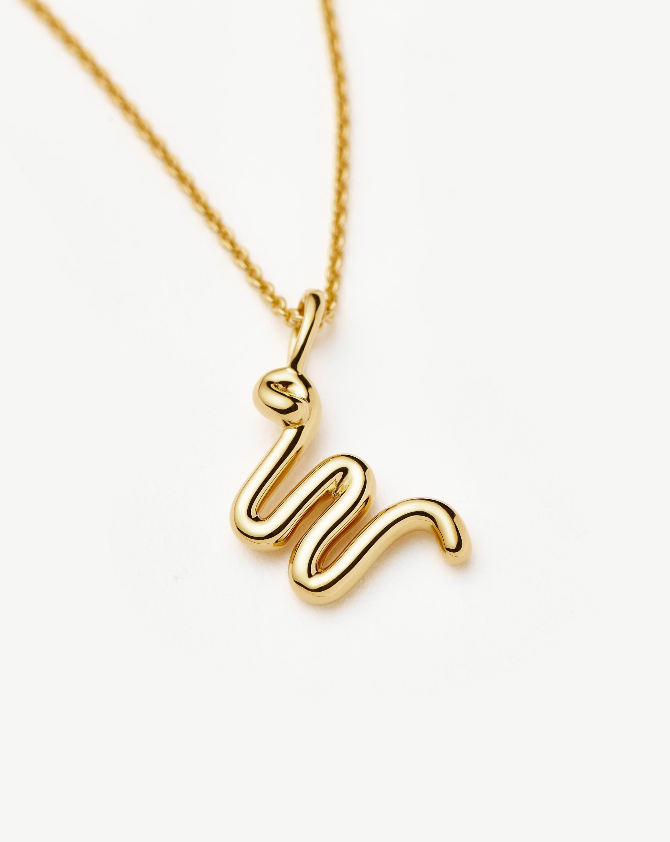 Curly Molten Mini Initial Necklace - W | 18k Gold Vermeil