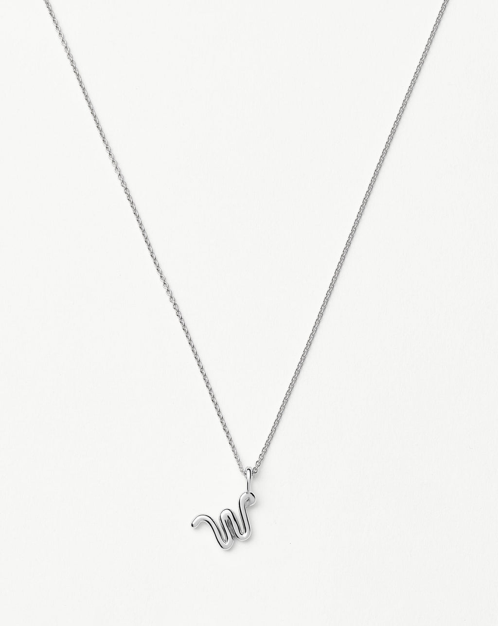 Curly Molten Mini Initial Necklace - W | Sterling Silver