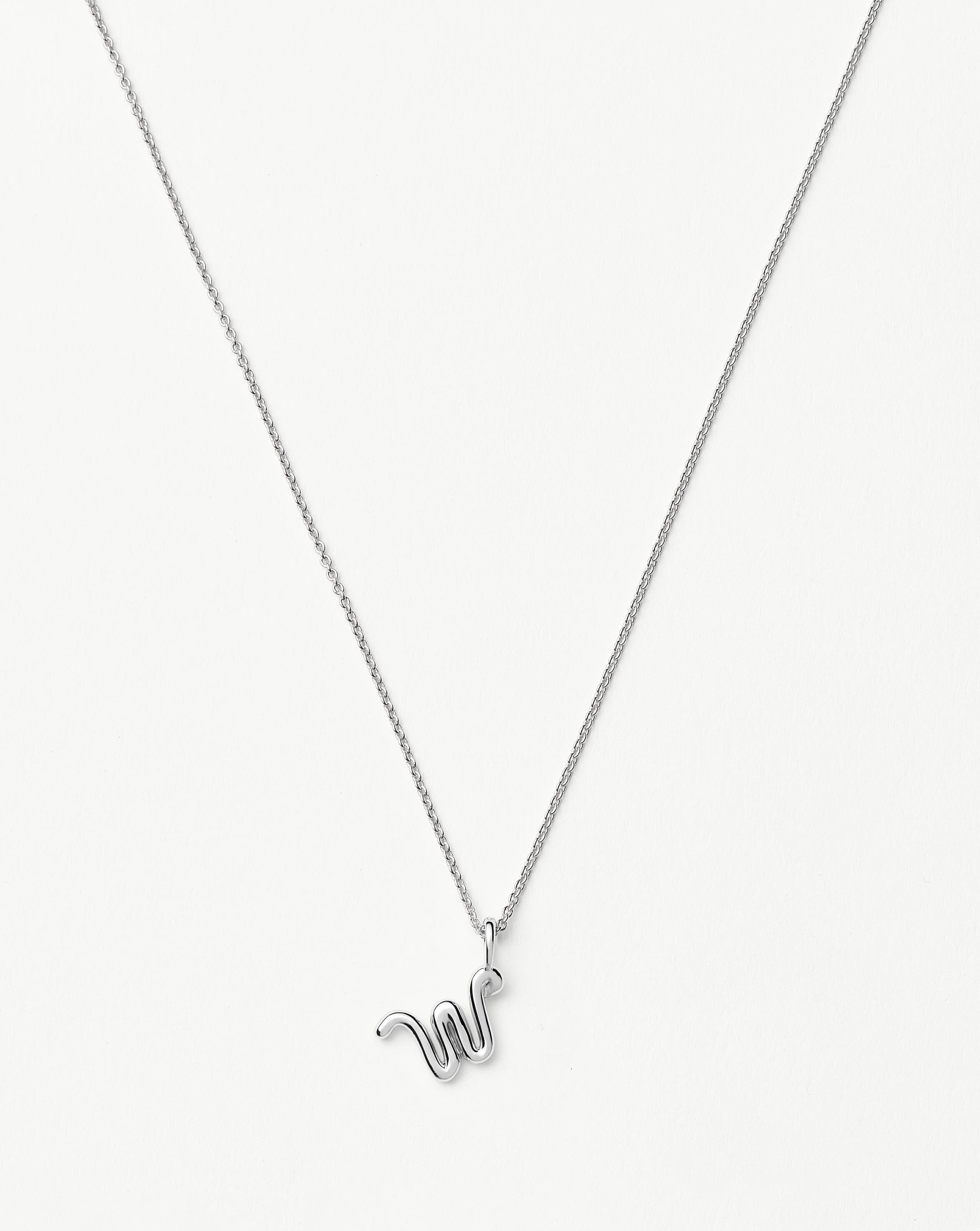 Curly Molten Mini Initial Necklace - W | Sterling Silver