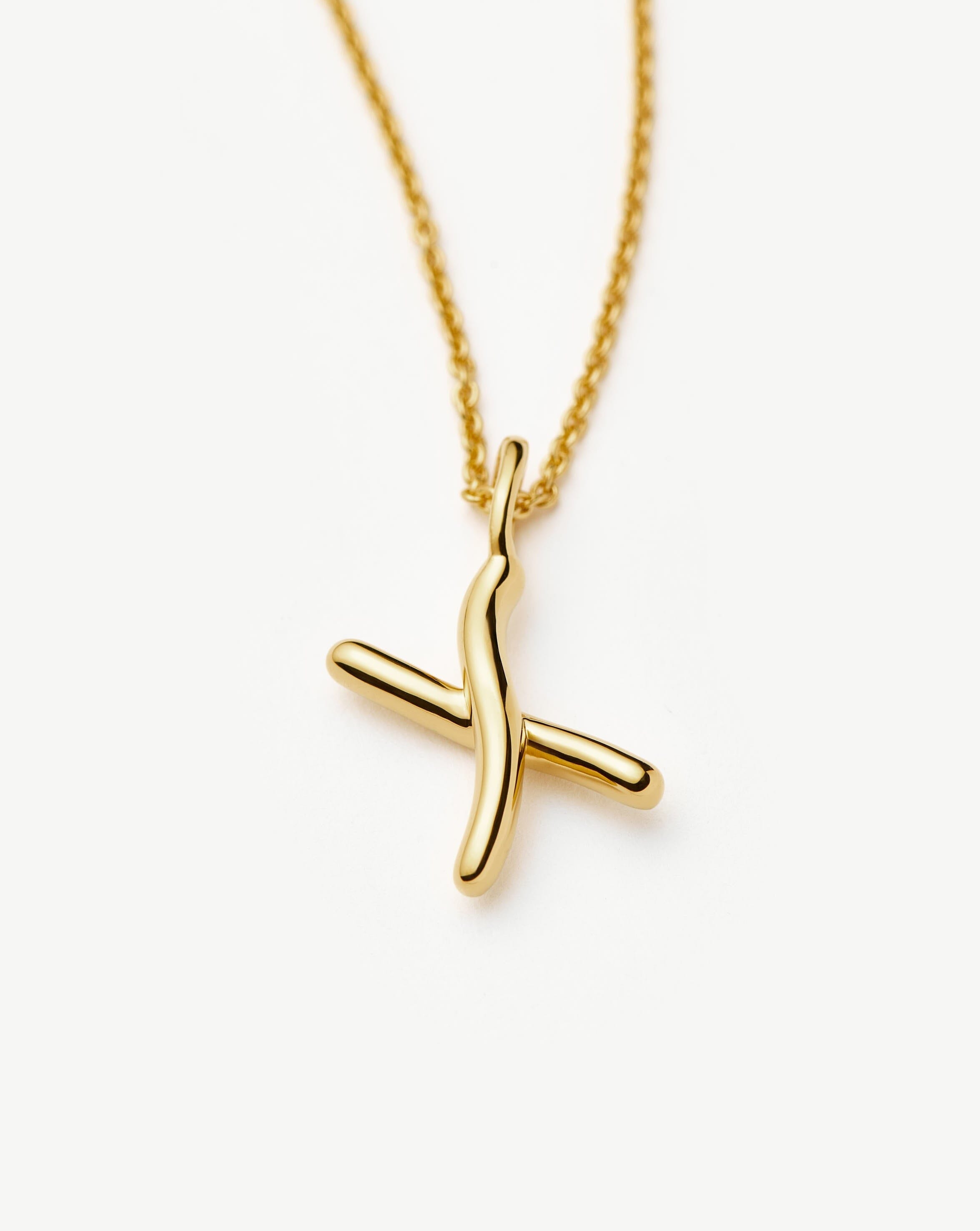 Curly Molten Mini Initial Necklace - X | 18k Gold Vermeil