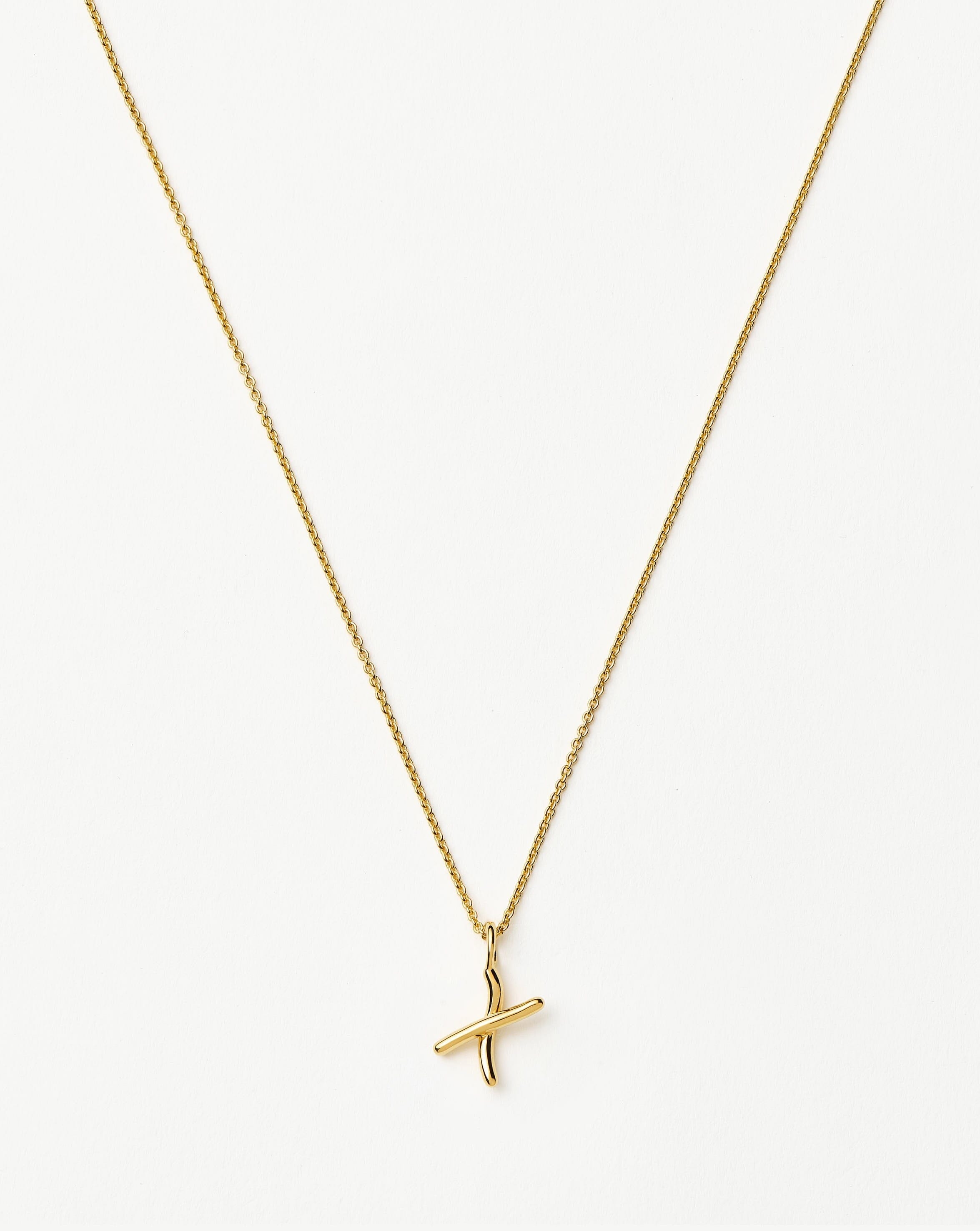 Curly Molten Mini Initial Necklace - X | 18k Gold Vermeil