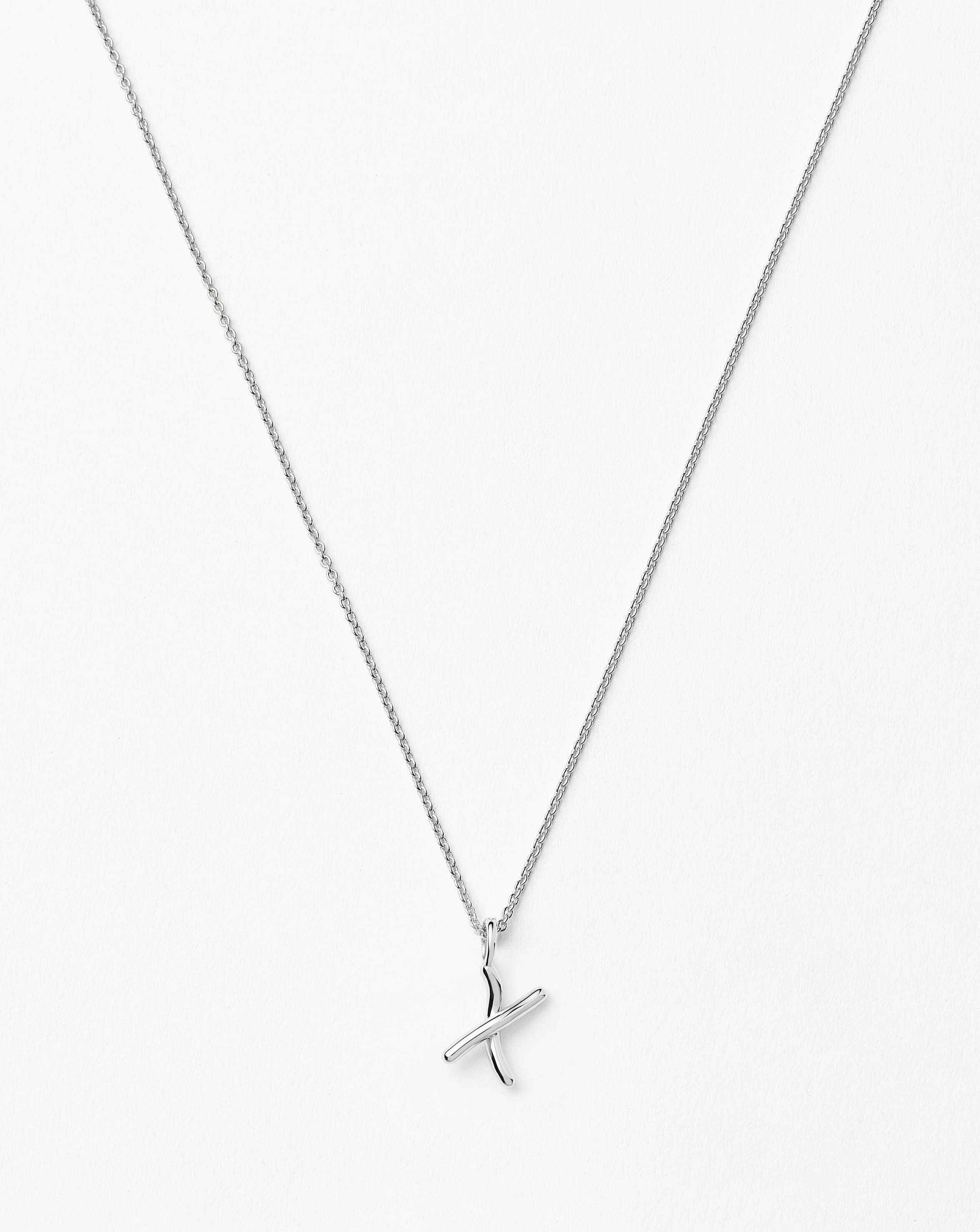 Curly Molten Mini Initial Necklace - X | Sterling Silver
