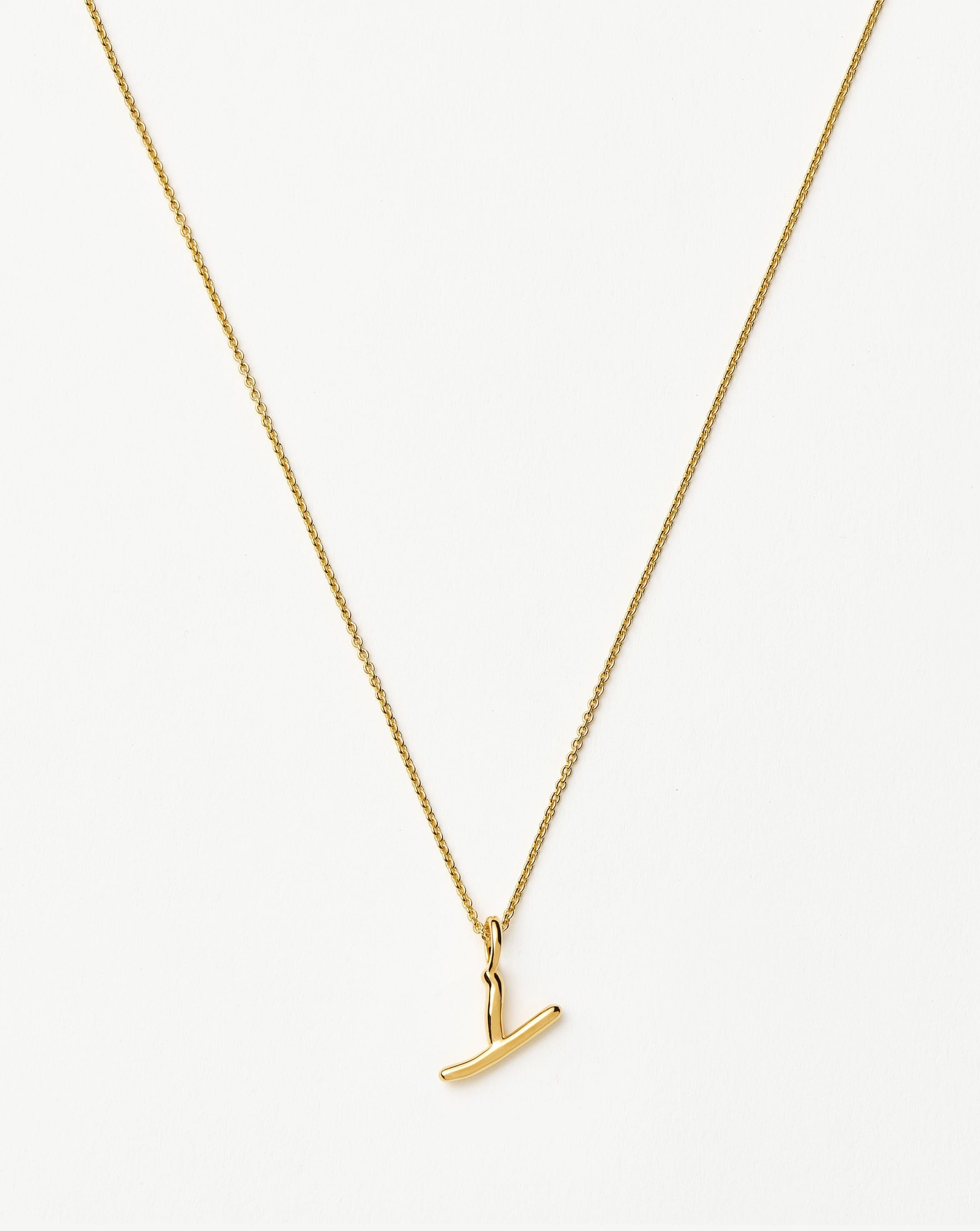 Curly Molten Mini Initial Necklace - Y | 18k Gold Vermeil