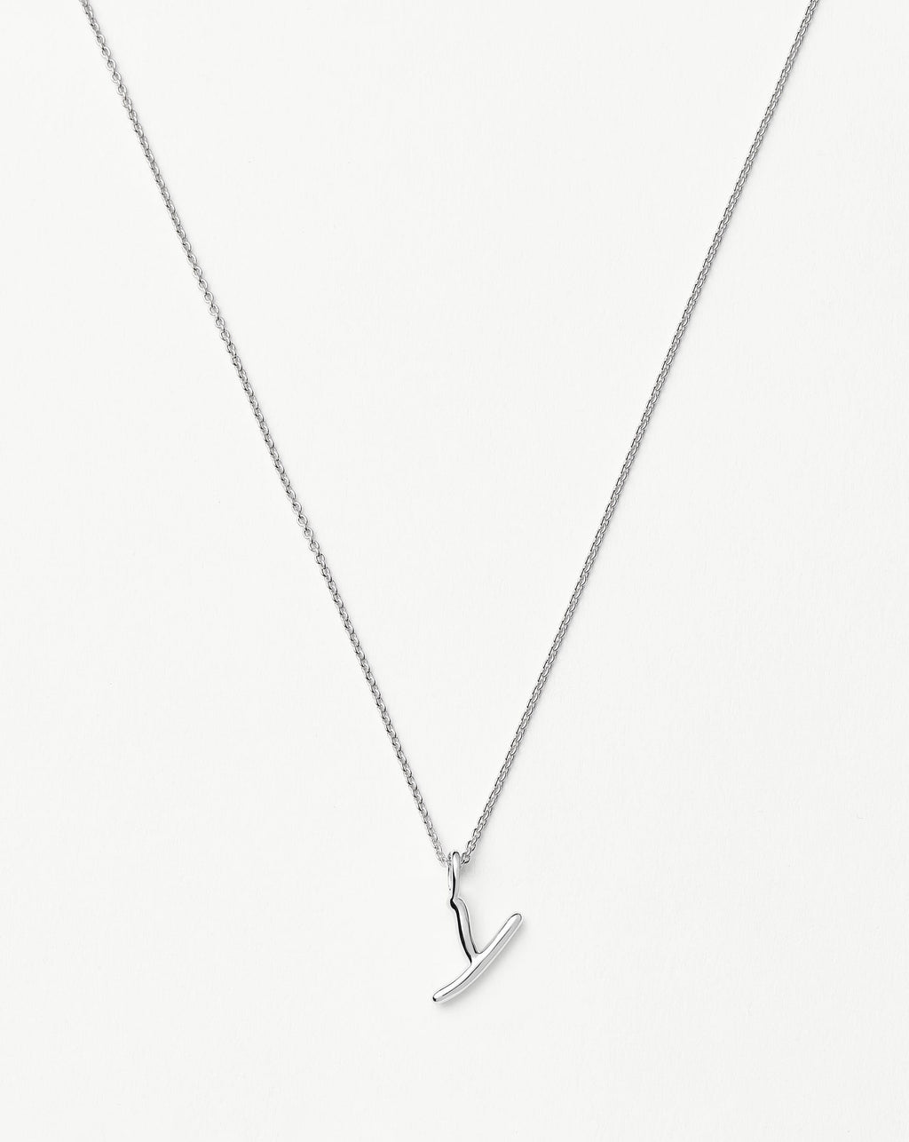 Curly Molten Mini Initial Necklace - Y | Sterling Silver