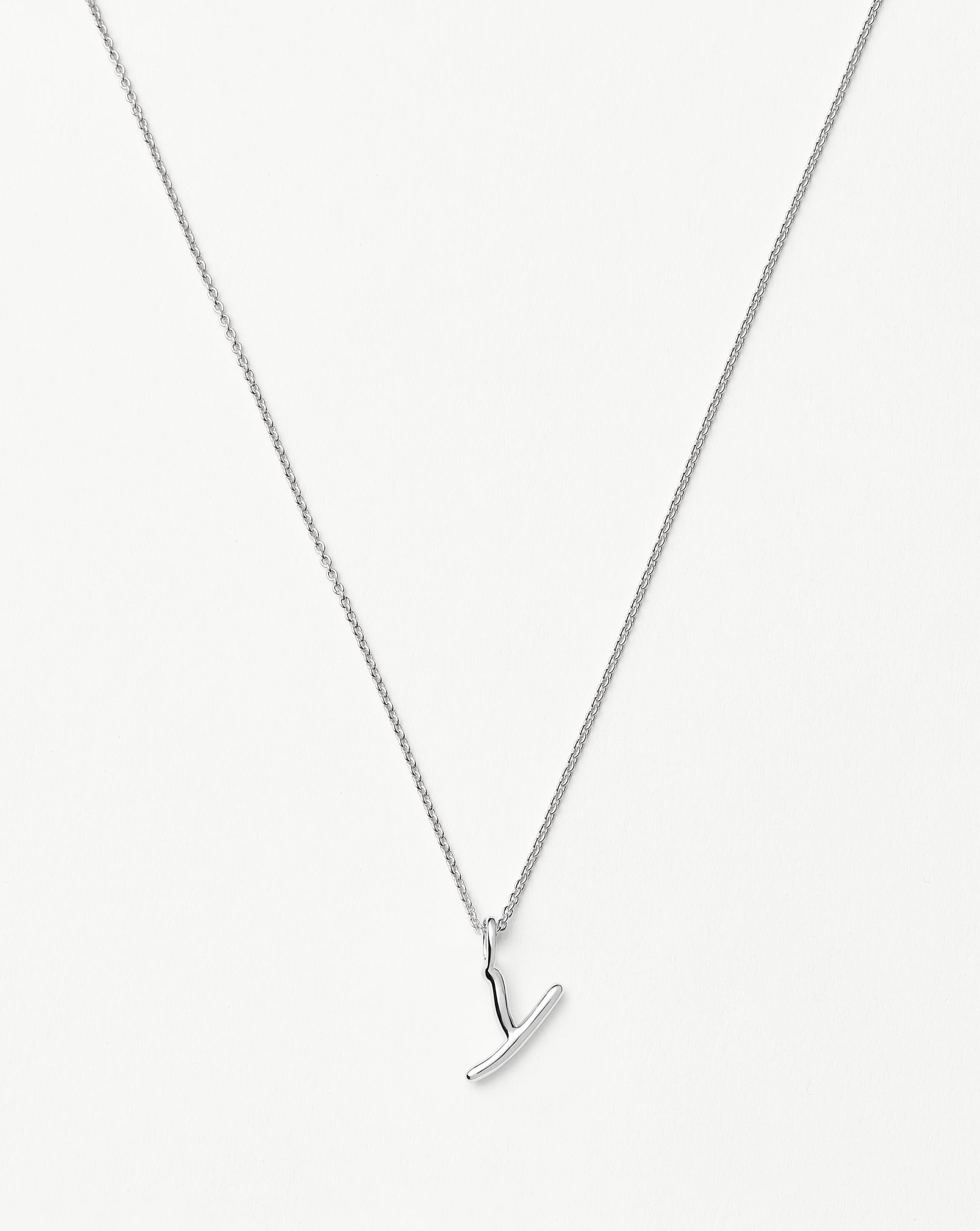 Curly Molten Mini Initial Necklace - Y | Sterling Silver