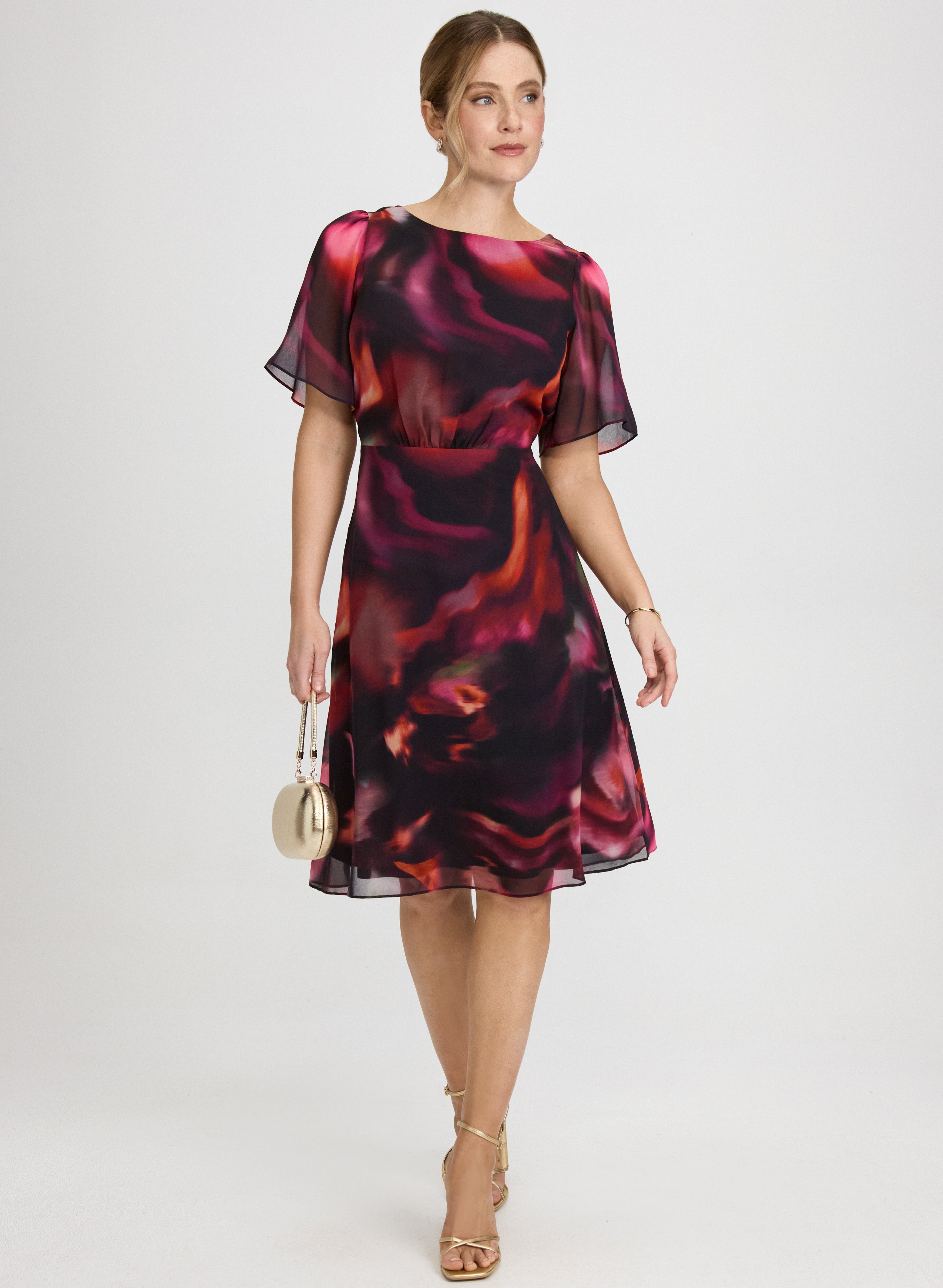 Abstract Chiffon Dress