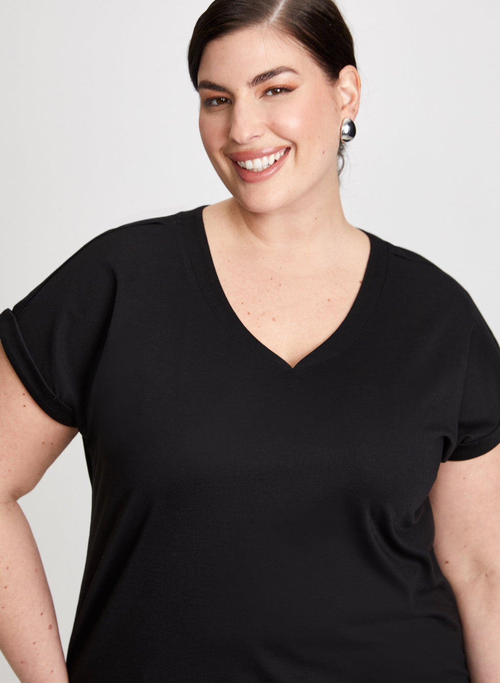 Cap Sleeves V-Neck T-Shirt