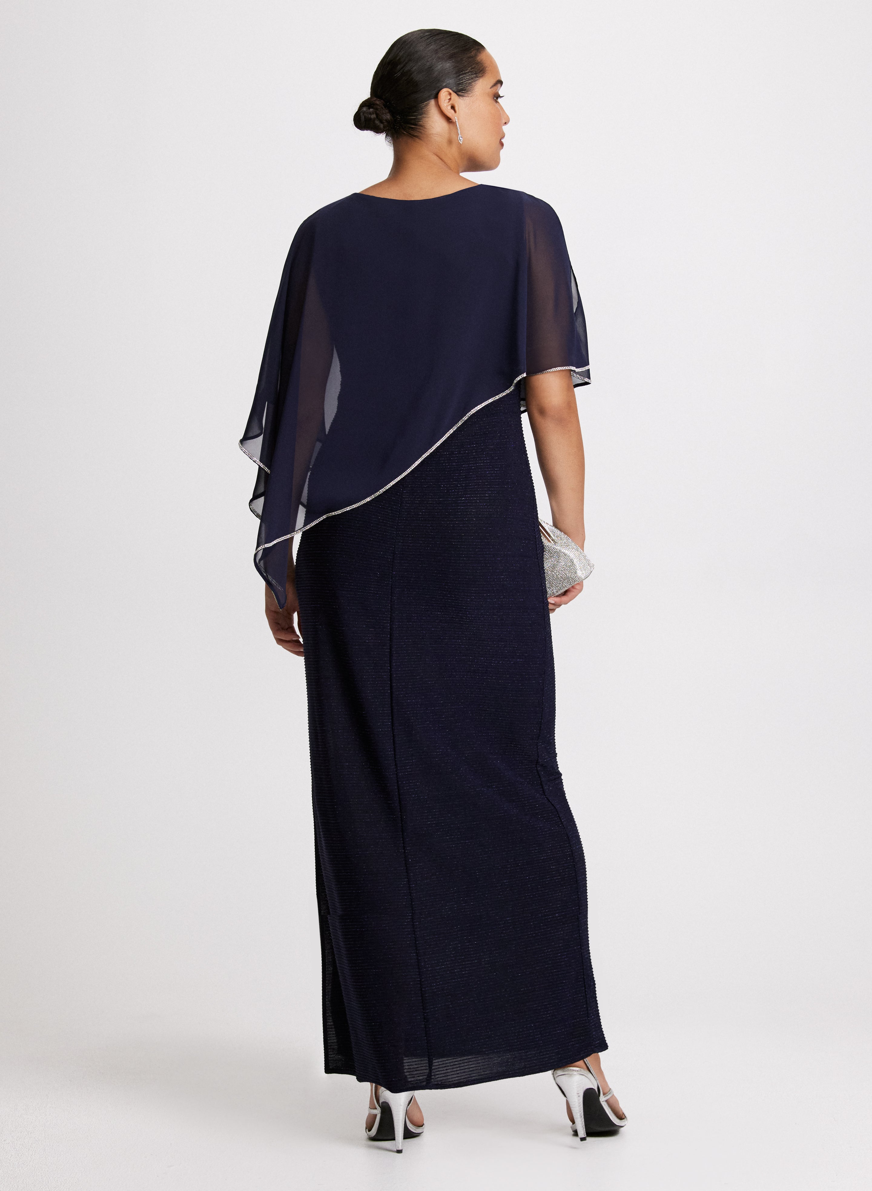 Asymmetric Poncho-Effect Maxi Dress