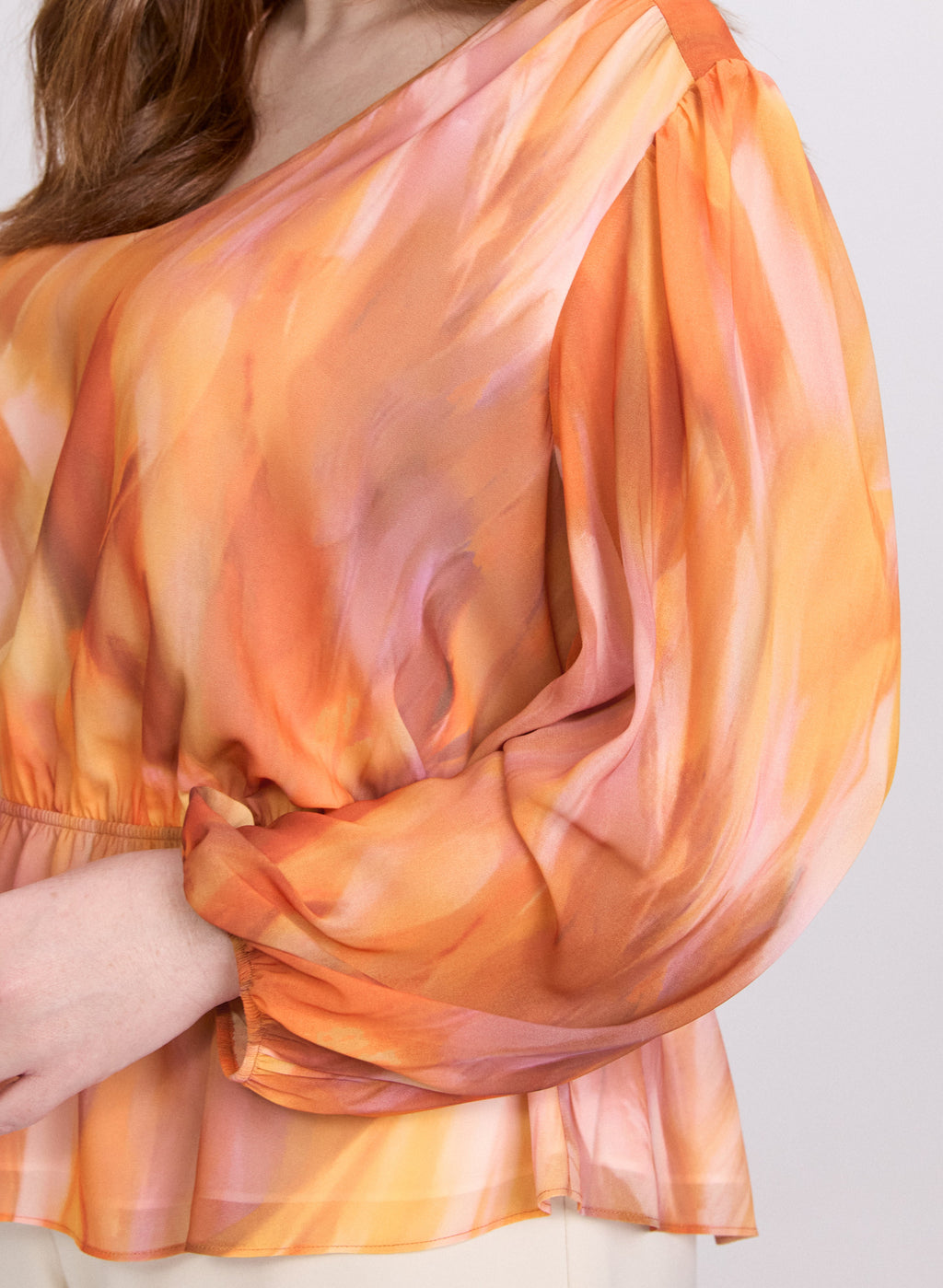 Abstract Peplum Blouse