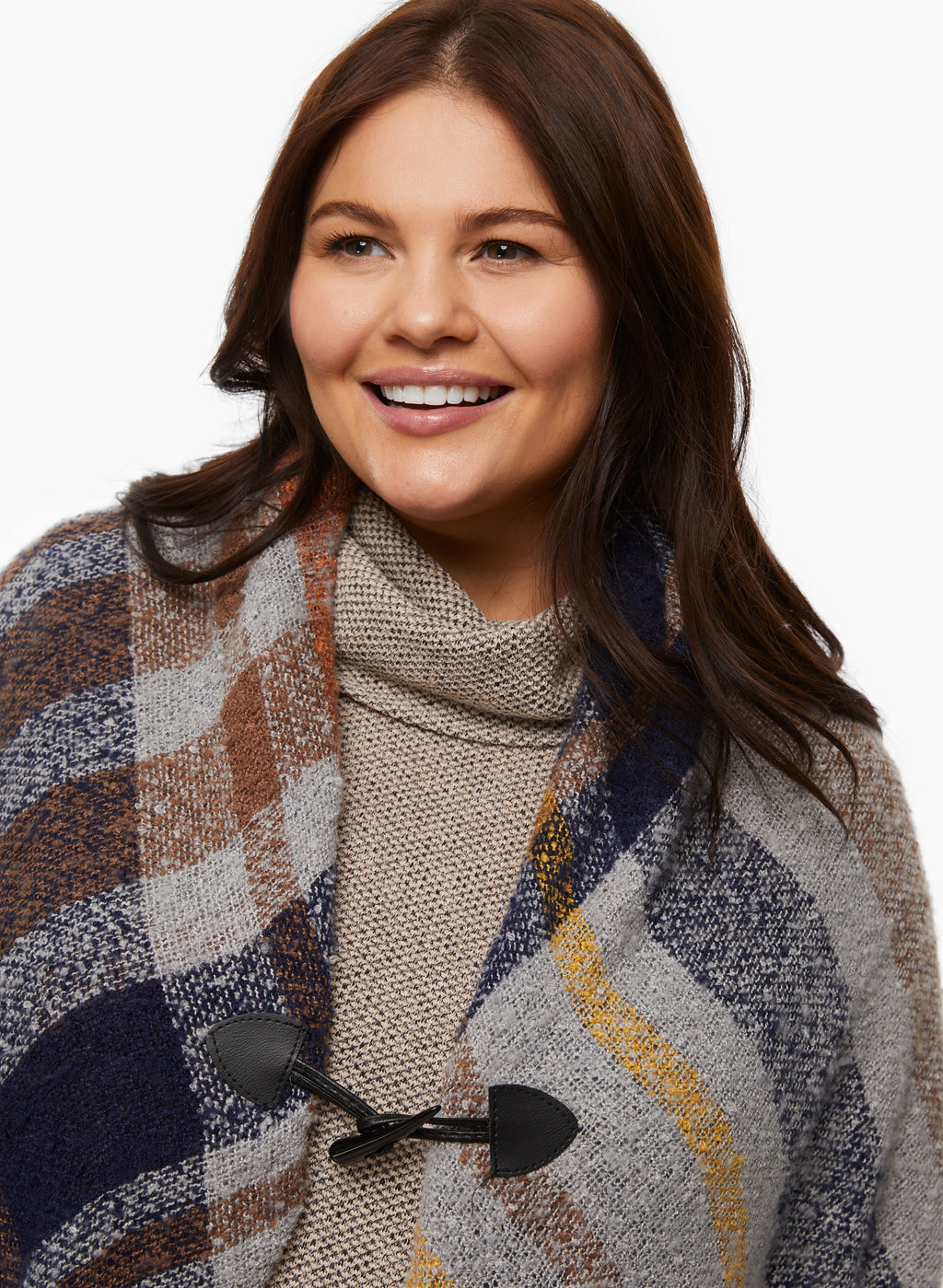 Checkered Print Poncho