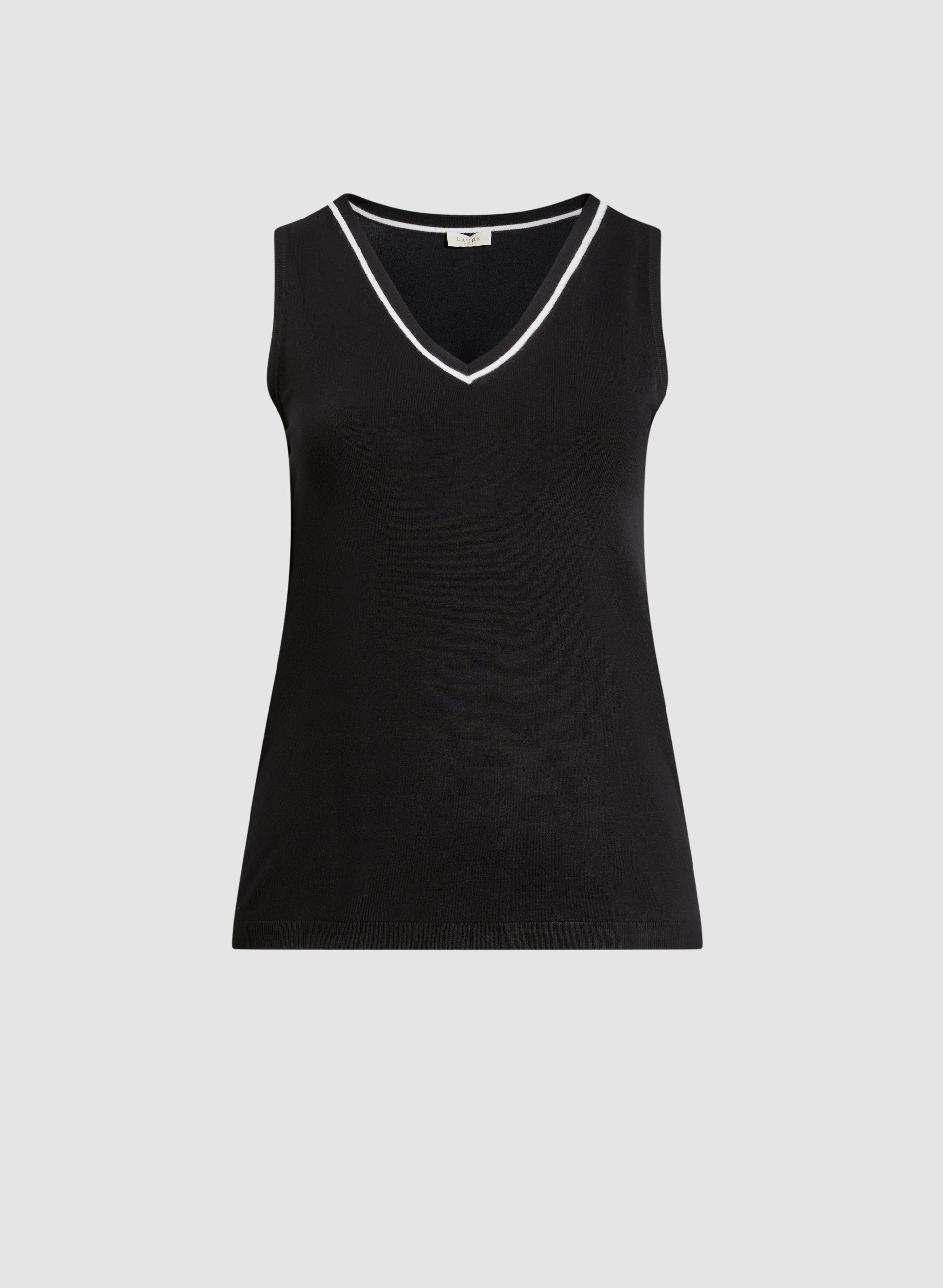 Contrast Stripe Sleeveless Knit Top