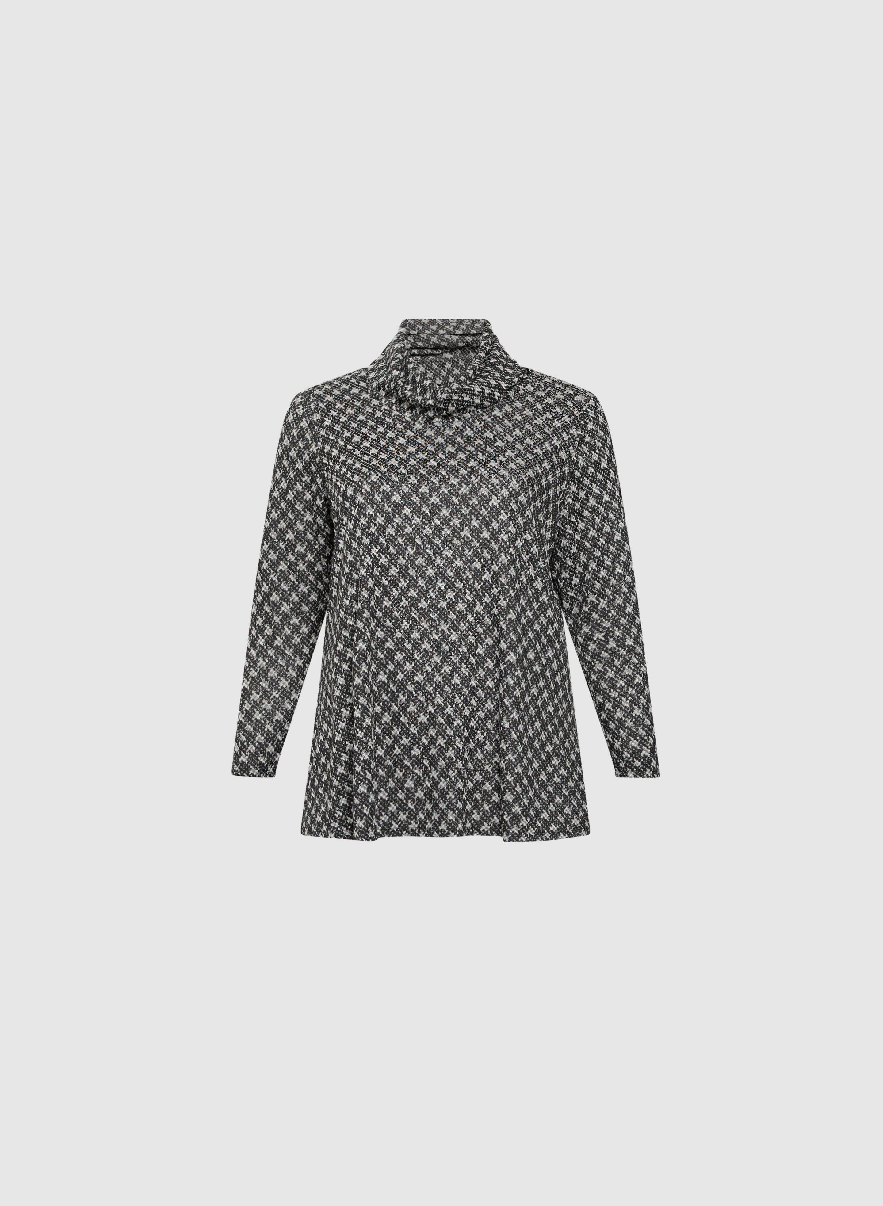 Cowl Neck Jacquard Knit Top