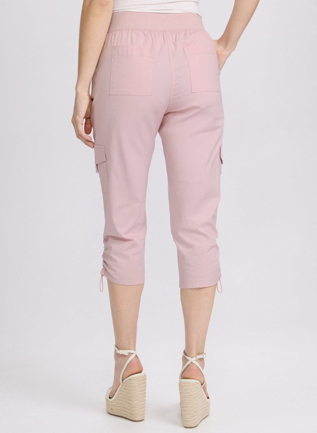 Cropped Drawstring Hem Cargo Pants