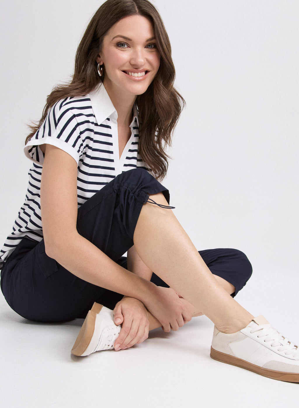 Cropped Drawstring Hem Cargo Pants