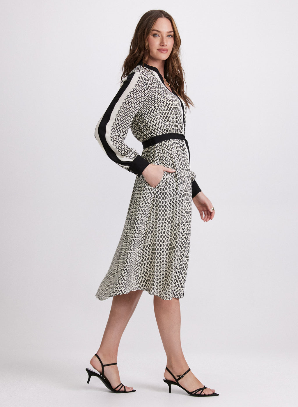 Contrast Geometric Print Dress