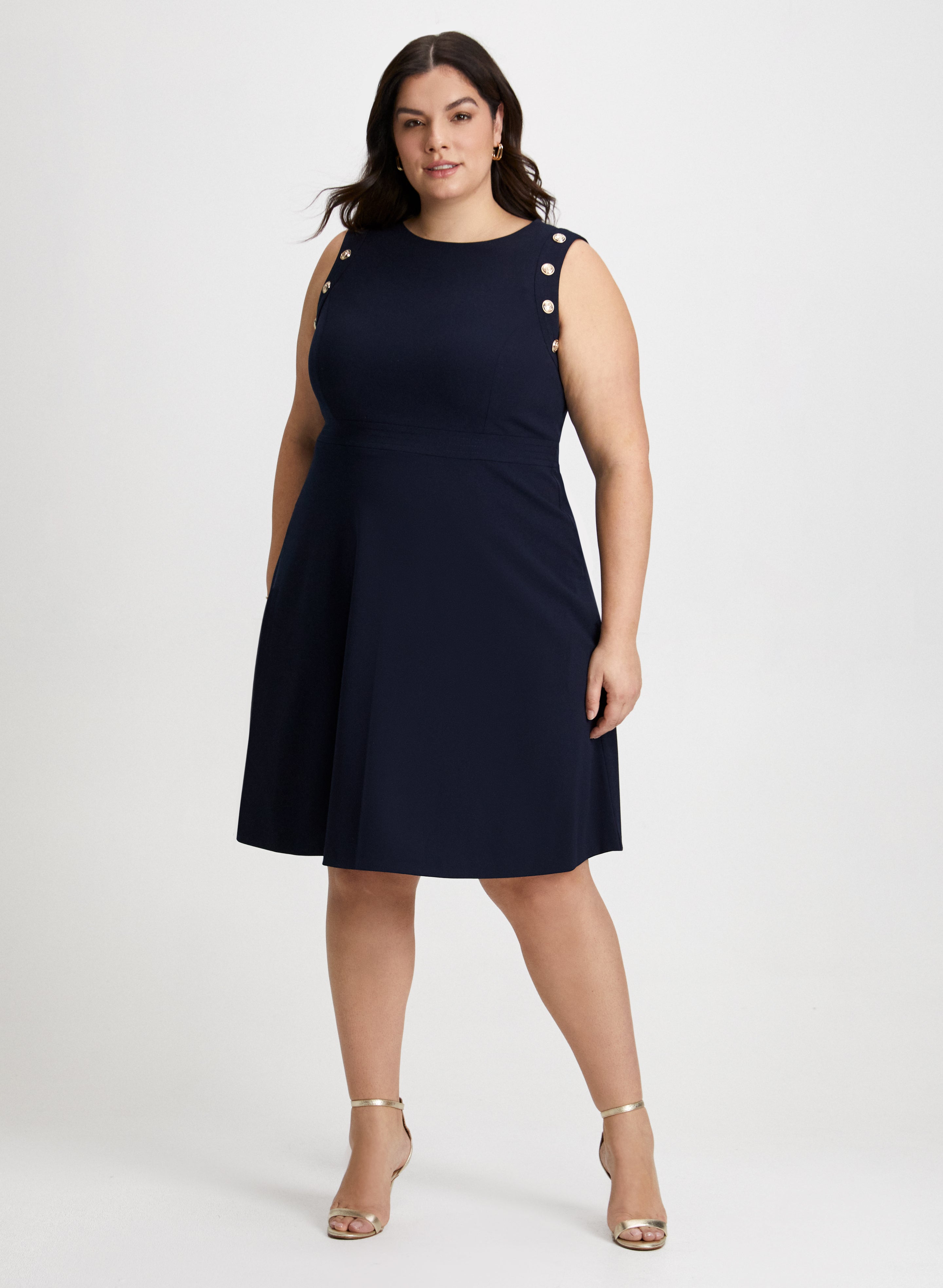 Button Detail Sleeveless Dress