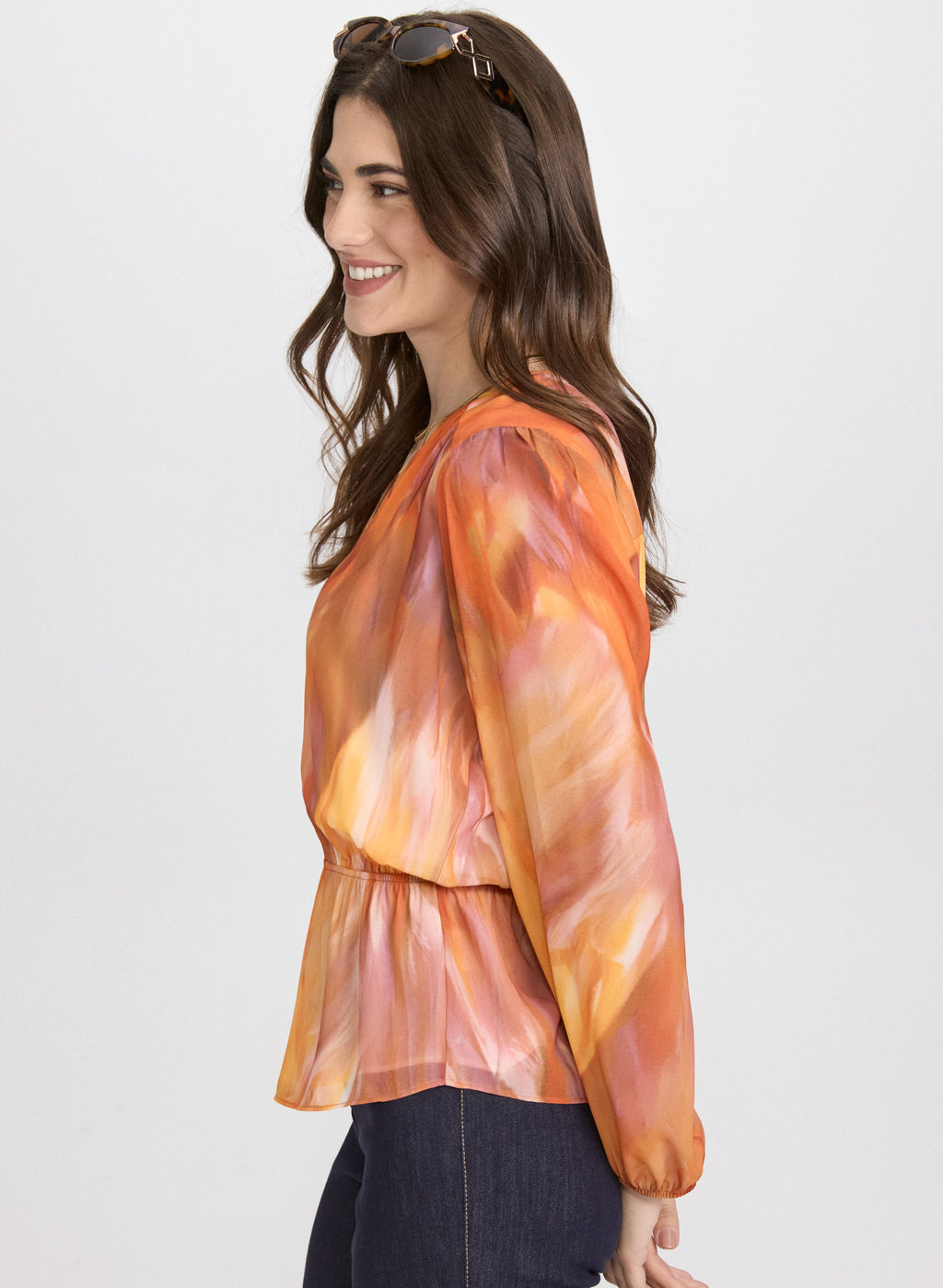 Abstract Peplum Blouse