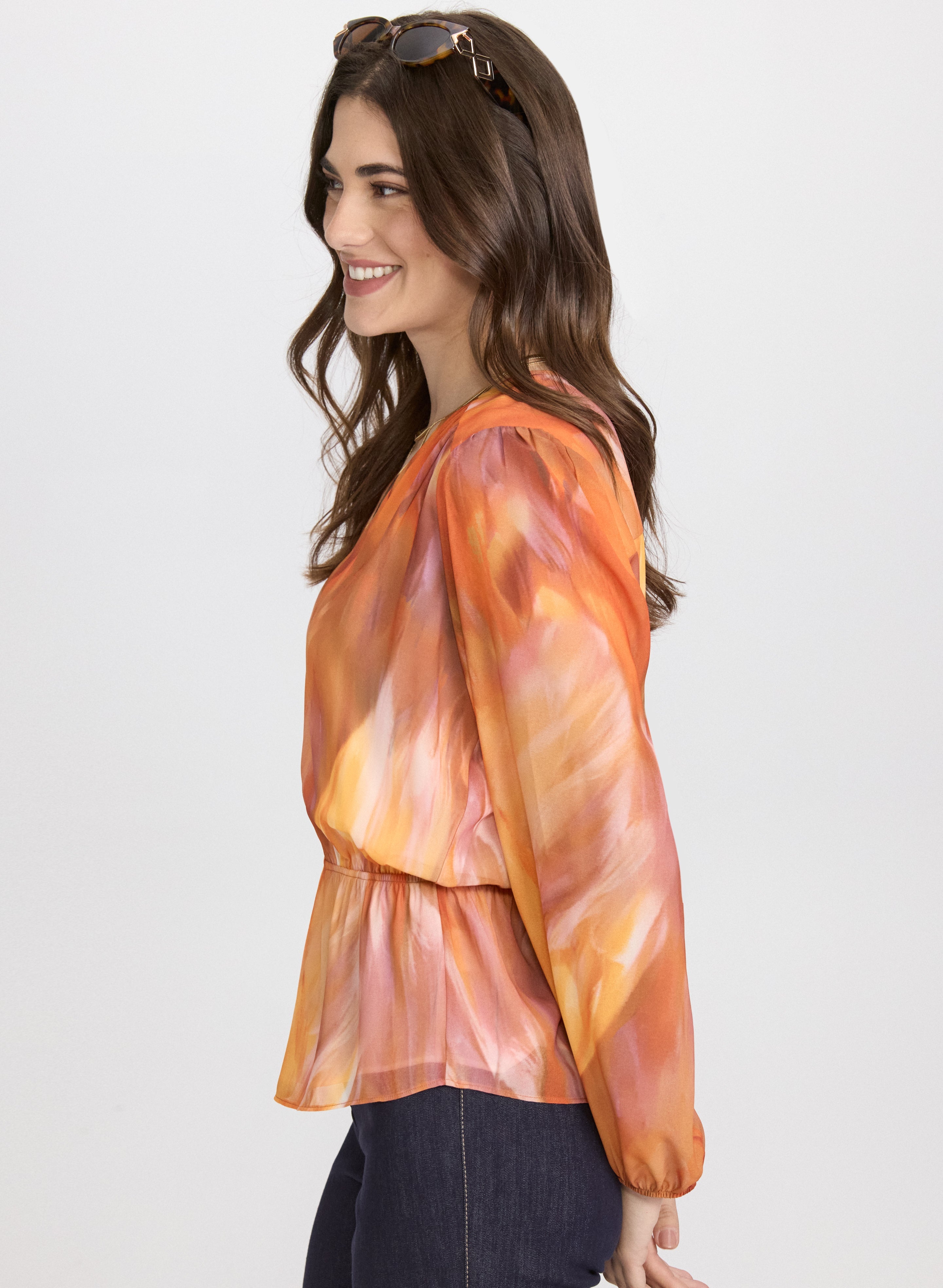 Abstract Peplum Blouse