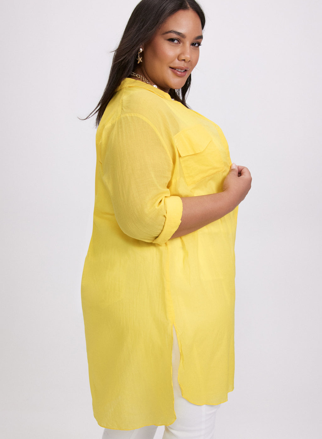 Button-Down Tunic Blouse