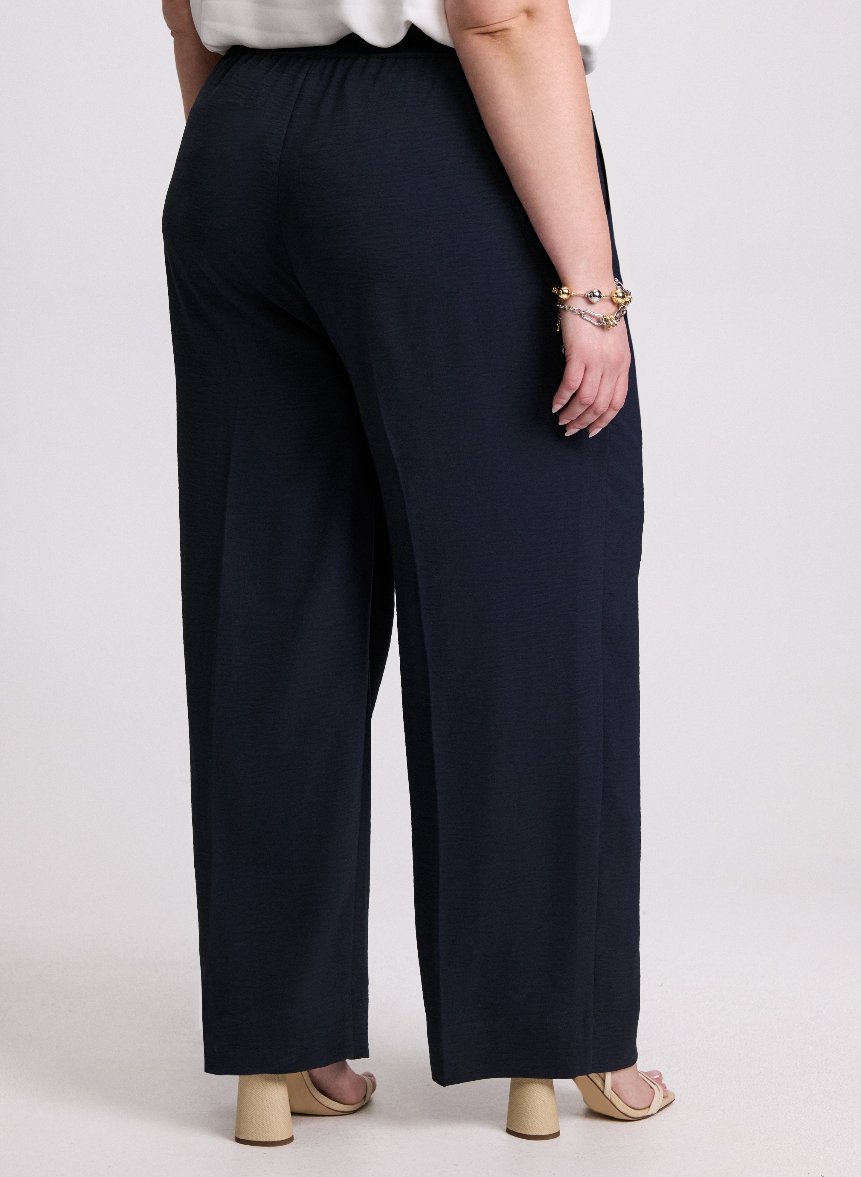 Crinkled Wide-Leg Pants