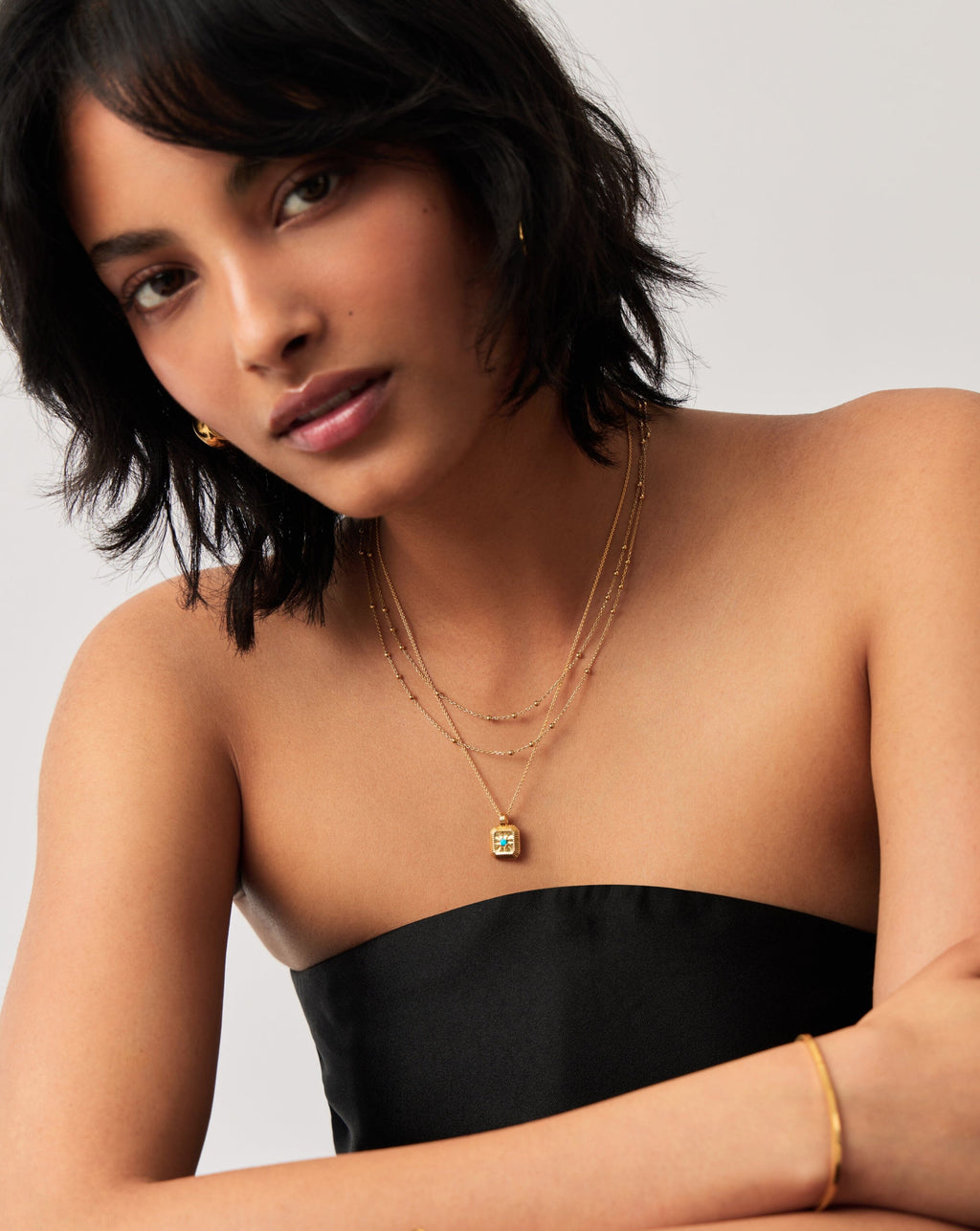 December Birthstone Pendant Necklace | 18k Gold Vermeil/Dyed Turquoise Magnesite